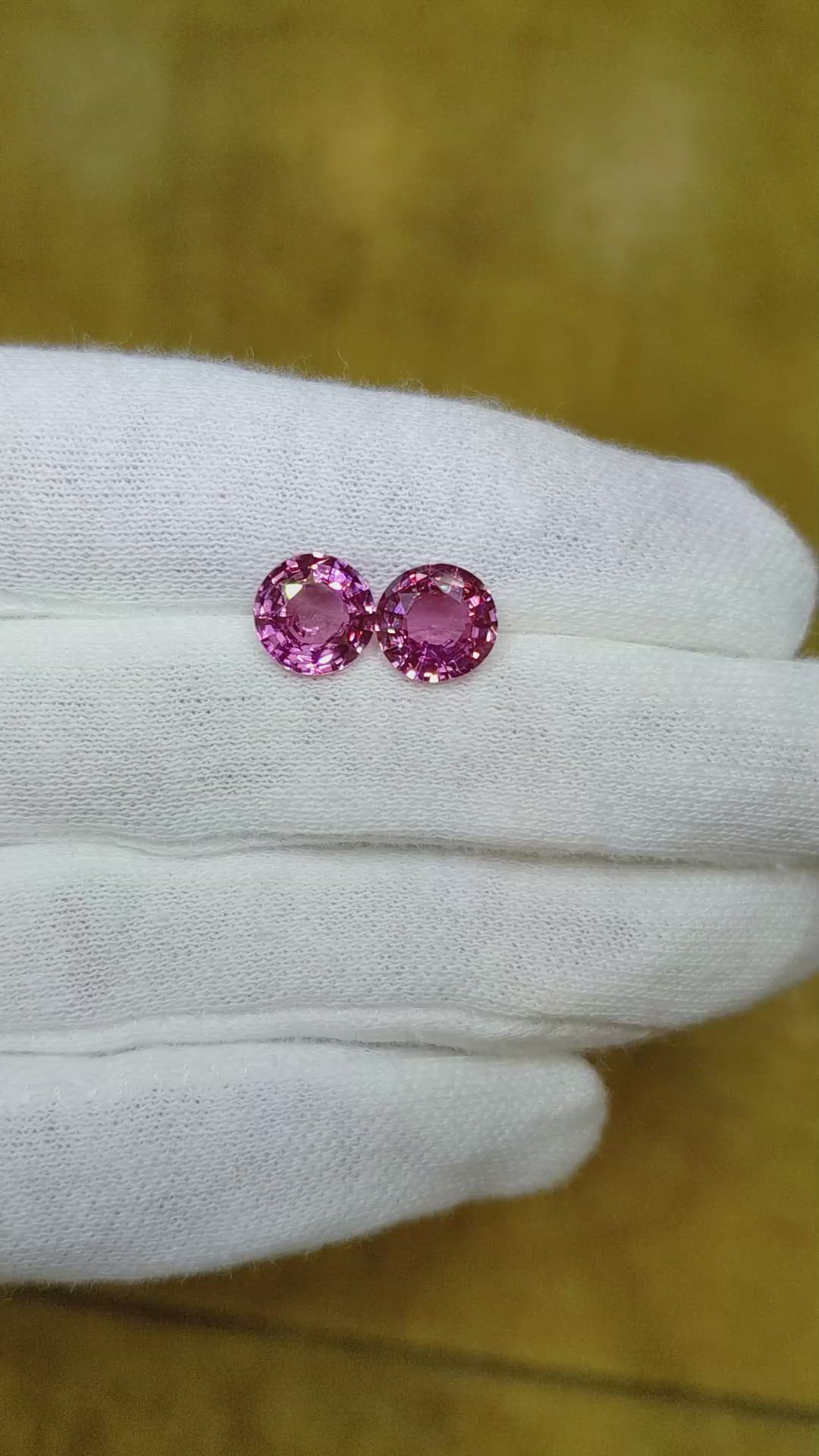 4.39 Ct.Tw.Total Carat Weight Pink Sapphire Pair from Madagascar Size Video