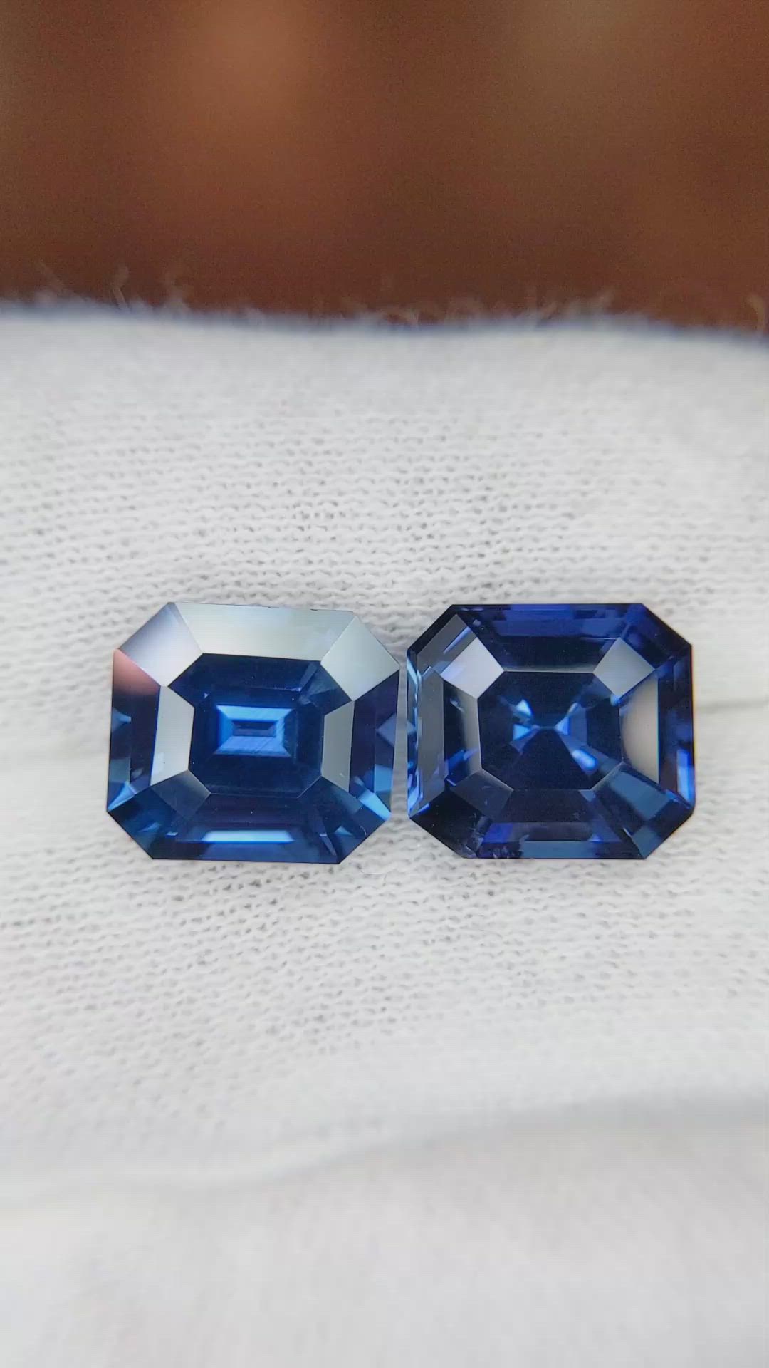 12.30&nbsp;Ct.Tw.Total Carat Weight Blue Sapphire Pair from Ceylon (Sri Lanka) Size Video