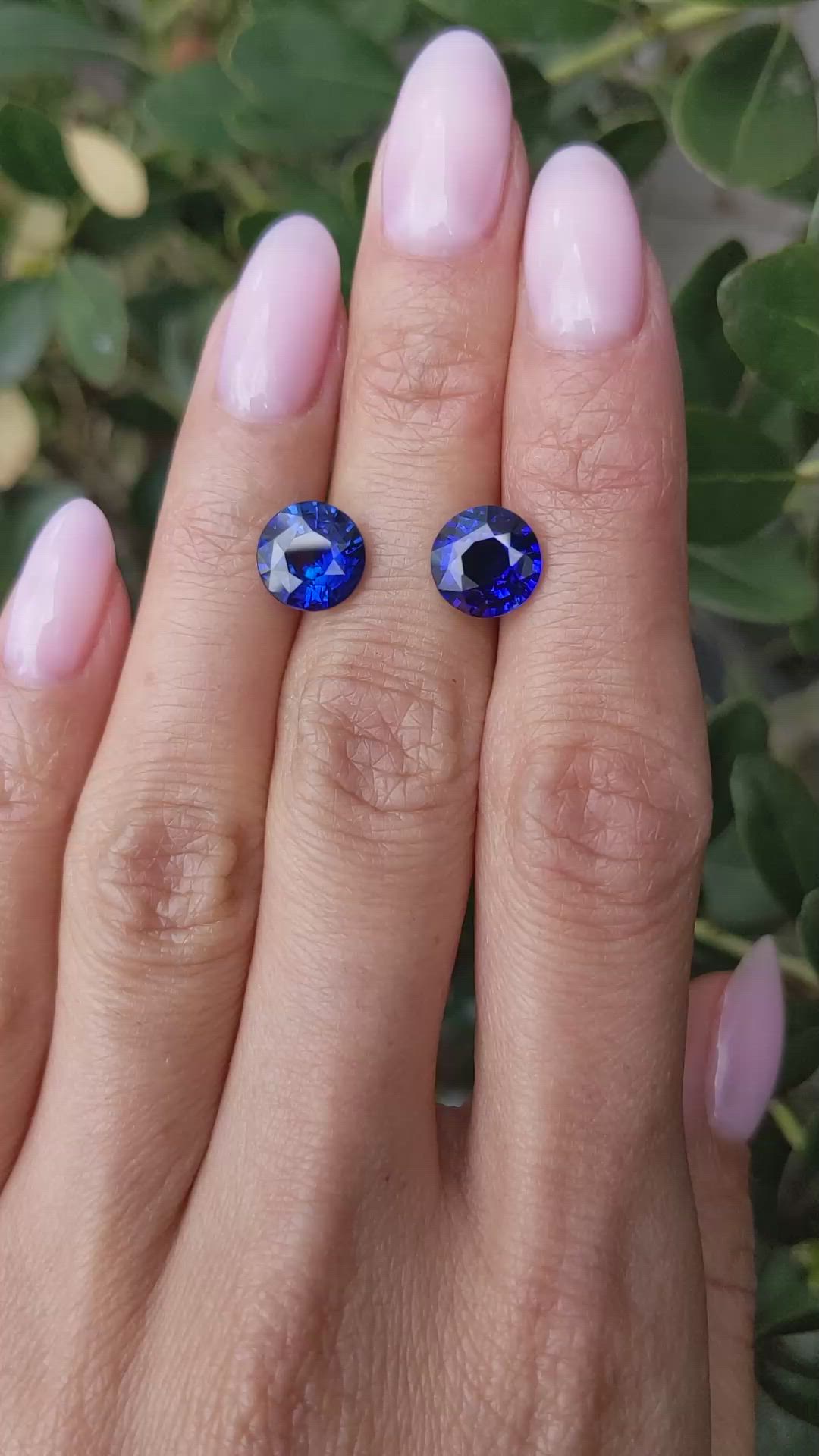 5.10 Ct.Tw.Total Carat Weight Blue Sapphire Pair from Ceylon (Sri Lanka) Size Video