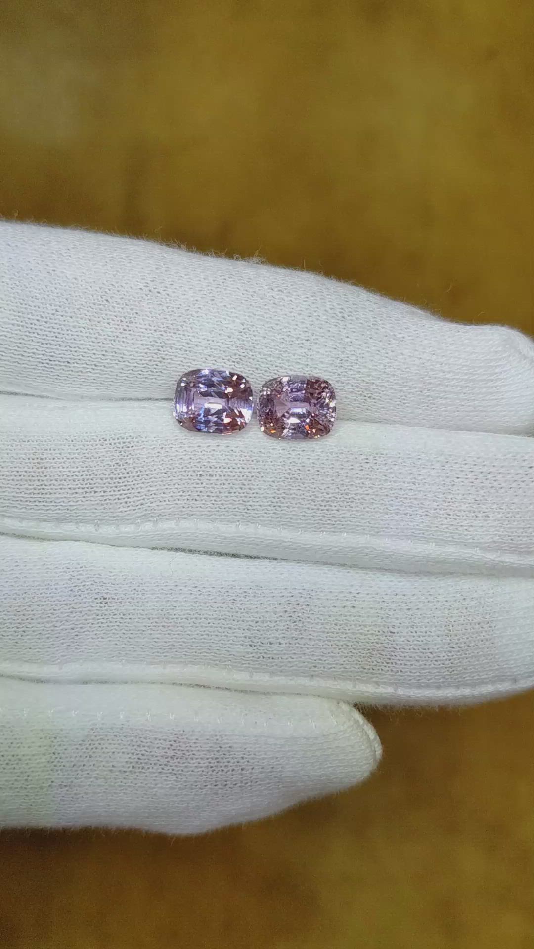 5.57 Ct.Tw.Total Carat Weight Pinkish Purple Sapphire Pair from Madagascar Size Video