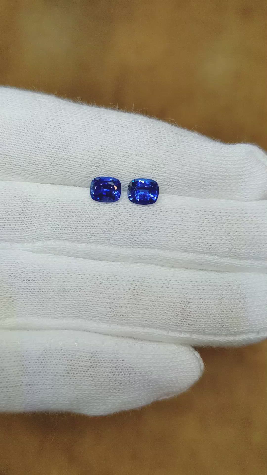 1.71 Ct.Tw.Total Carat Weight Blue Sapphire Pair from Ceylon (Sri Lanka) Size Video