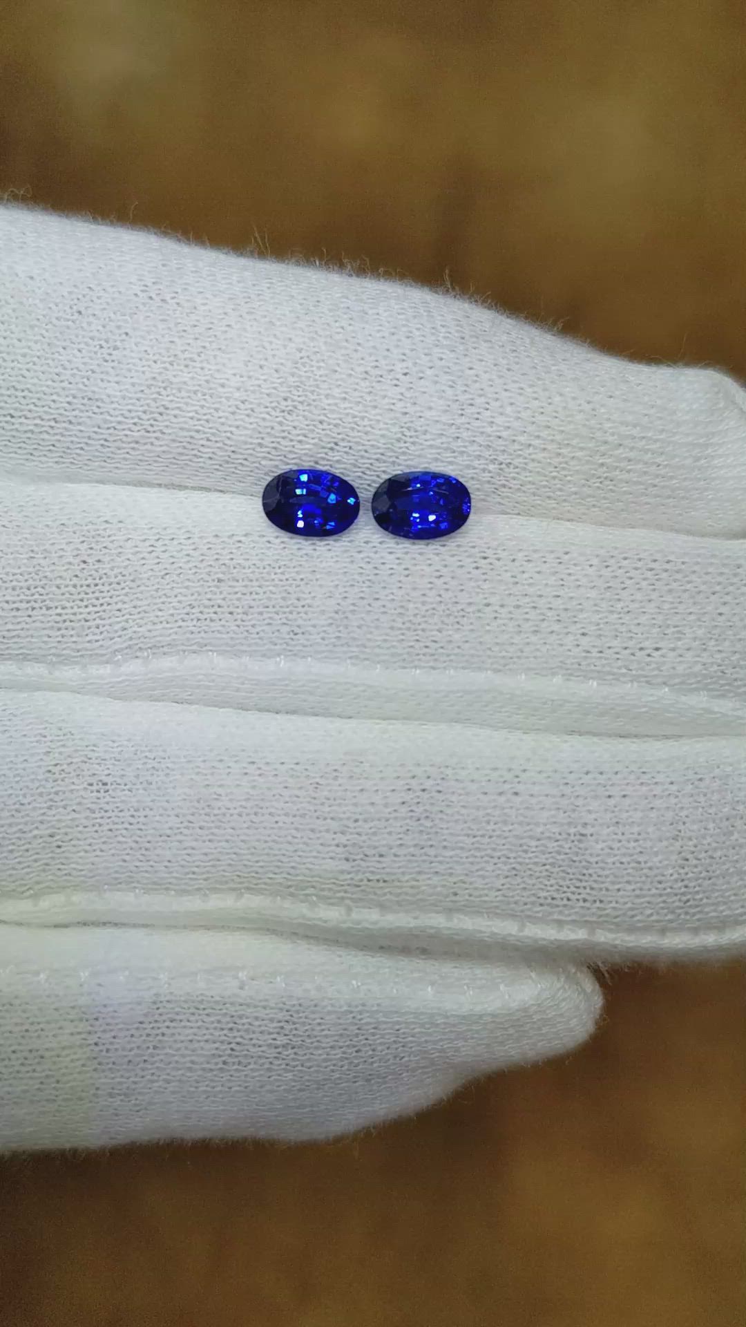 1.64&nbsp;Ct.Tw.Total Carat Weight Blue Sapphire Pair from Ceylon (Sri Lanka) Size Video