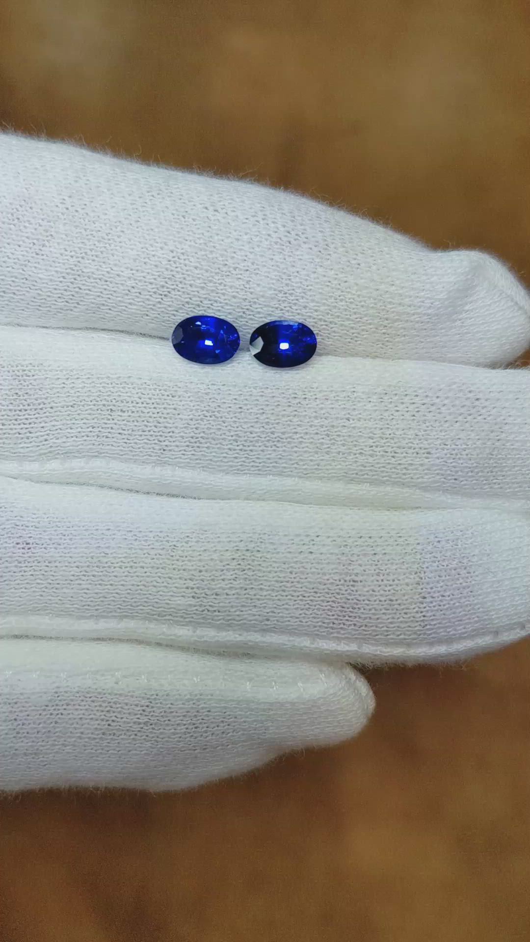 1.56 Ct.Tw.Total Carat Weight Blue Sapphire Pair from Ceylon (Sri Lanka) Size Video