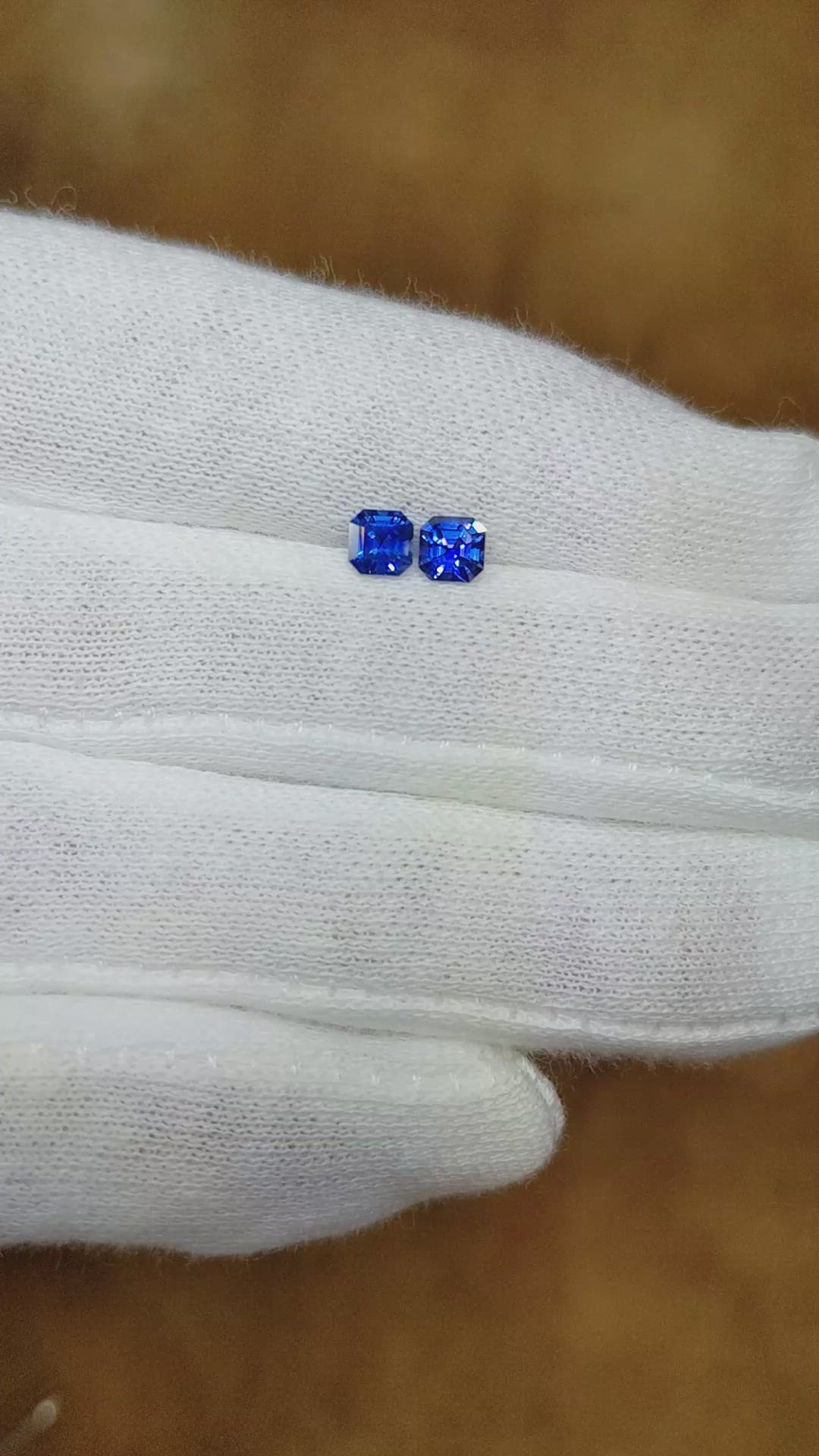 0.80&nbsp;Ct.Tw.Total Carat Weight Blue Sapphire Pair from Ceylon (Sri Lanka) Size Video