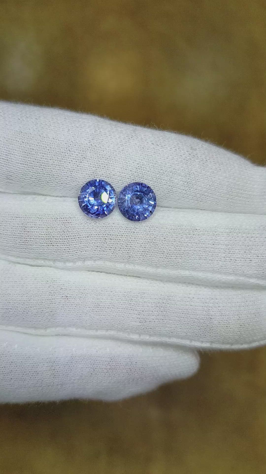 5.07 Ct.Tw.Total Carat Weight Blue Sapphire Pair from Ceylon (Sri Lanka) Size Video
