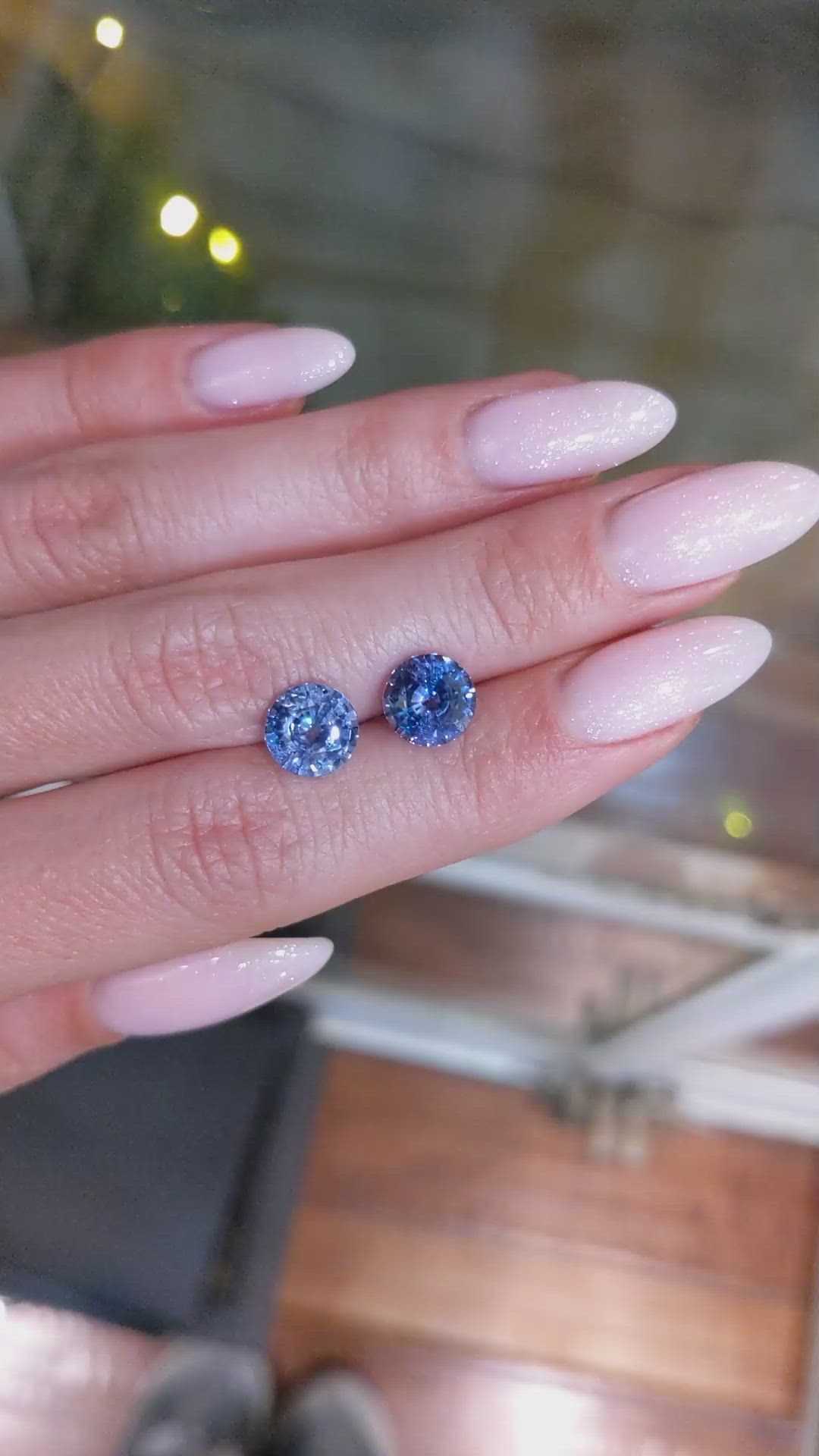 5.07 Ct.Tw.Total Carat Weight Blue Sapphire Pair from Ceylon (Sri Lanka) Size Video