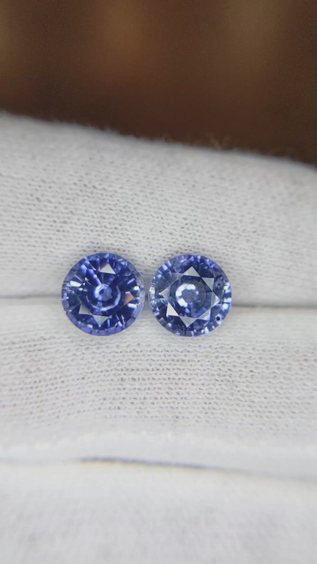 5.07 Ct.Tw.Total Carat Weight Blue Sapphire Pair from Ceylon (Sri Lanka) Size Video