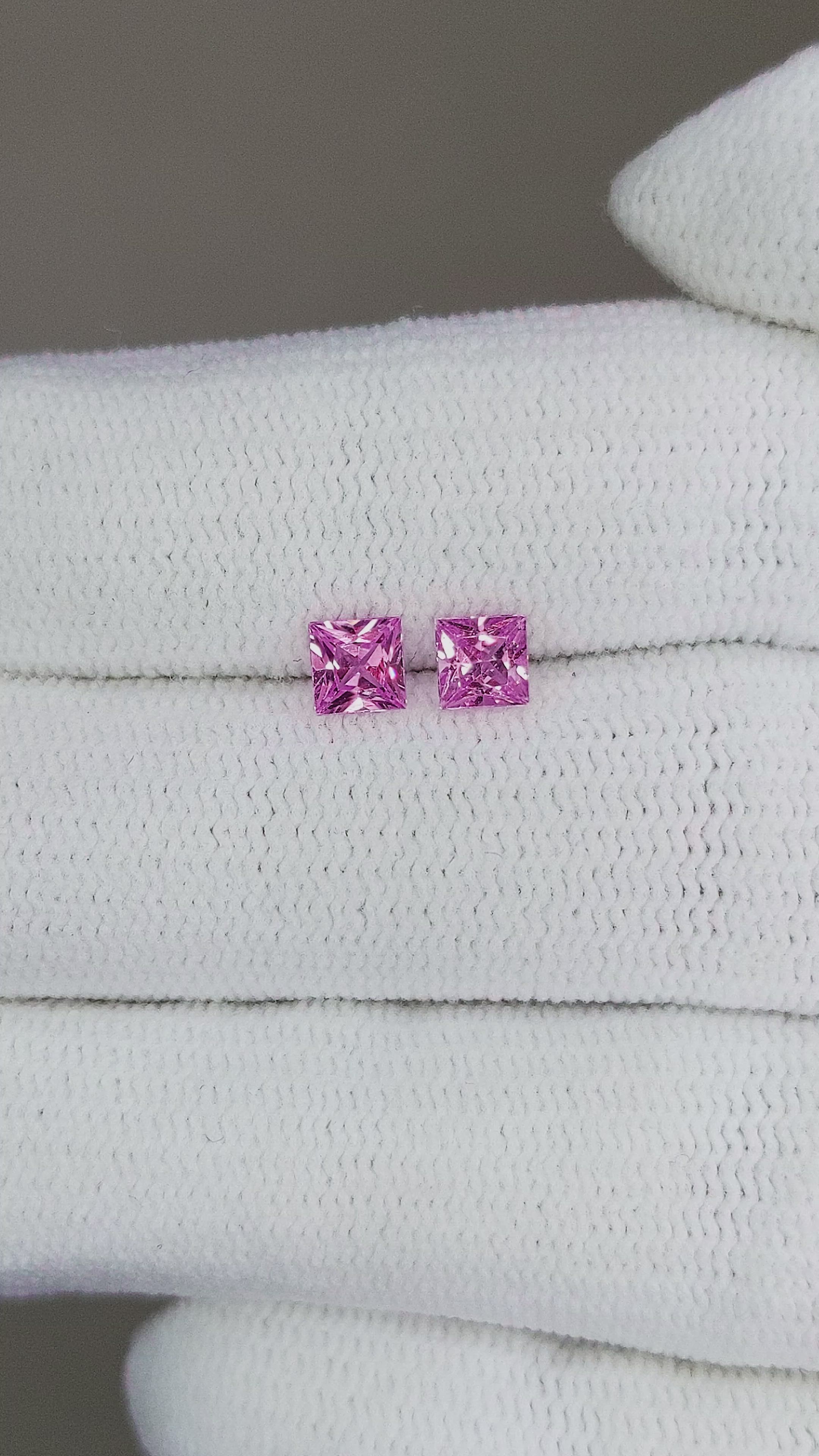 0.71 Ct.Tw.Total Carat Weight Pink Sapphire Pair from Ceylon (Sri Lanka) Size Video