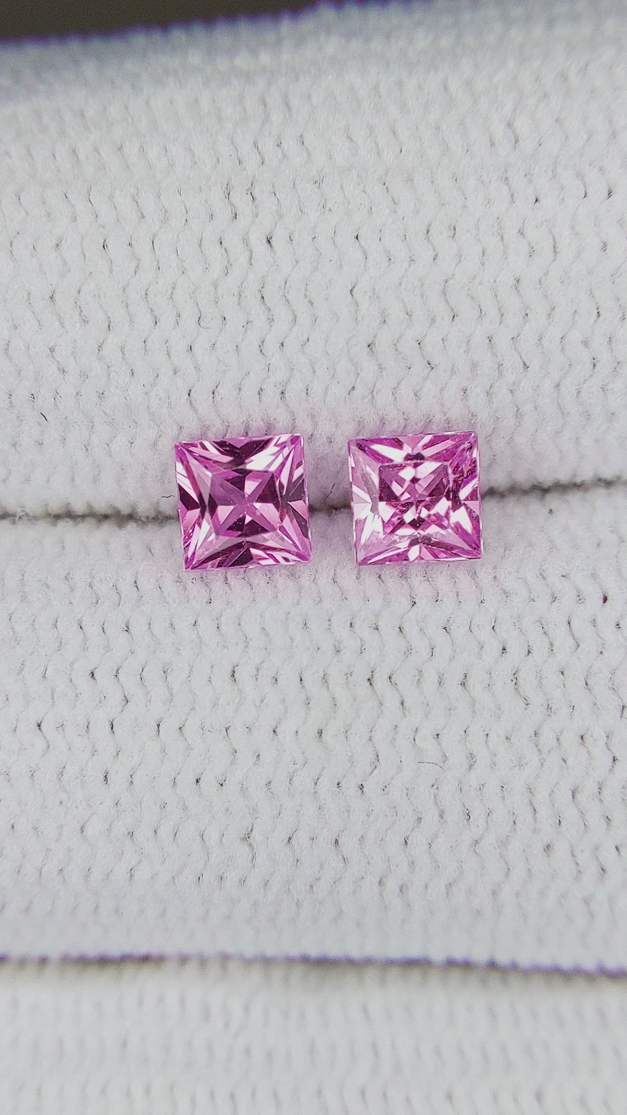0.71 Ct.Tw.Total Carat Weight Pink Sapphire Pair from Ceylon (Sri Lanka) Size Video