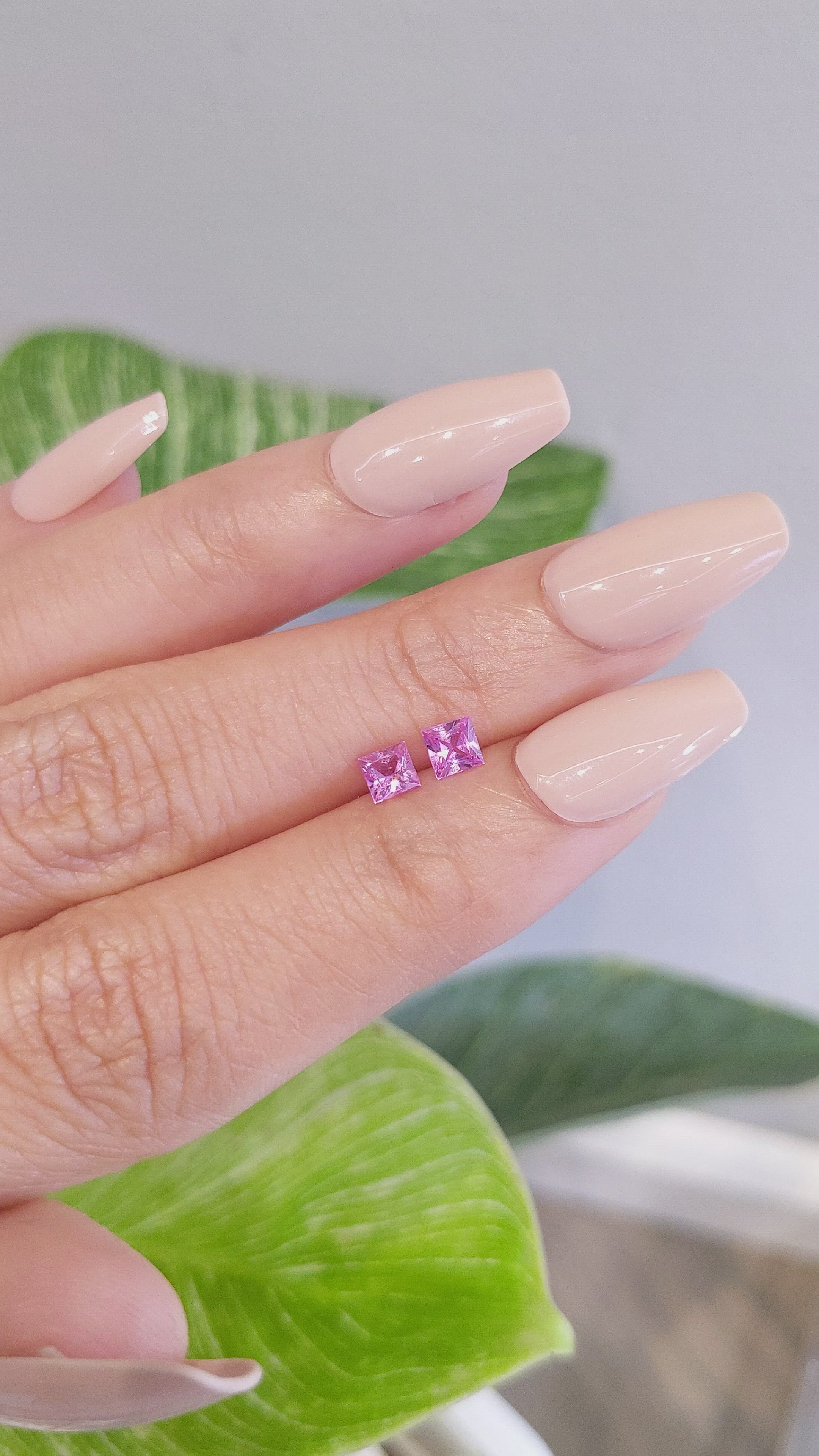 0.71 Ct.Tw.Total Carat Weight Pink Sapphire Pair from Ceylon (Sri Lanka) Size Video