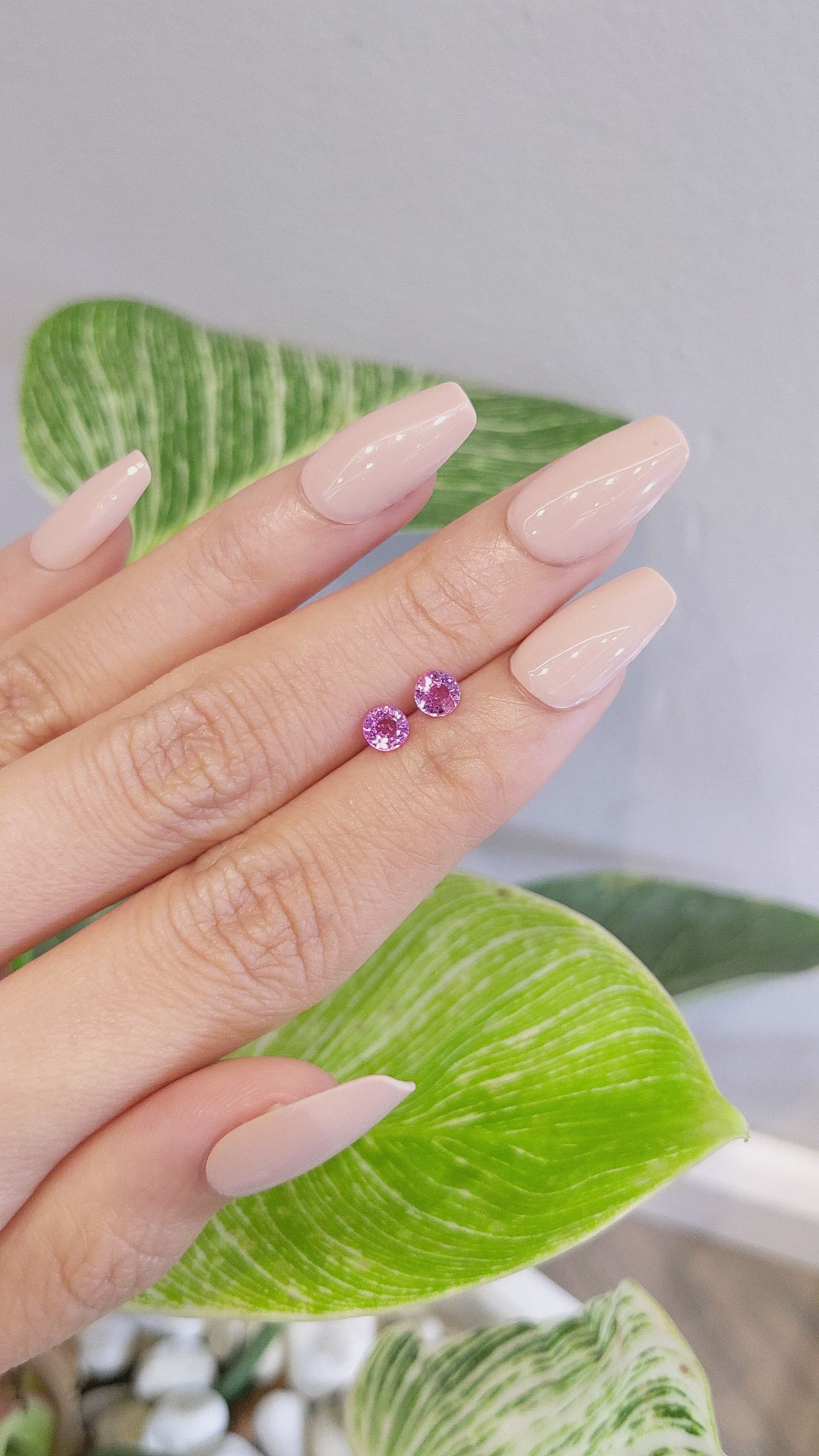 0.98 Ct.Tw.Total Carat Weight Pink Sapphire Pair from Ceylon (Sri Lanka) Size Video