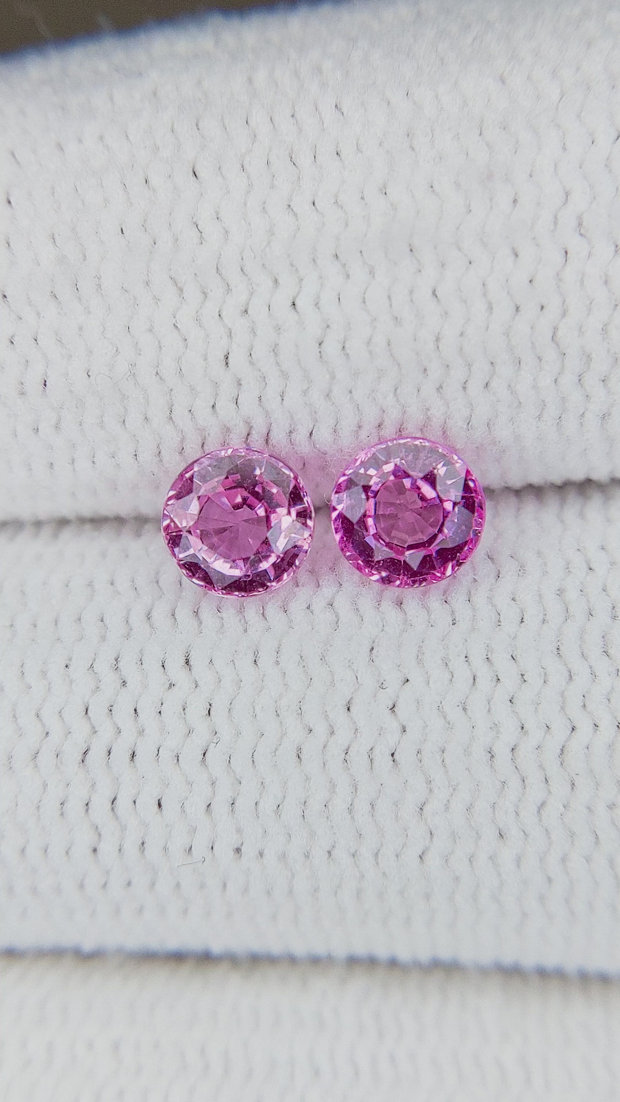 0.98 Ct.Tw.Total Carat Weight Pink Sapphire Pair from Ceylon (Sri Lanka) Size Video