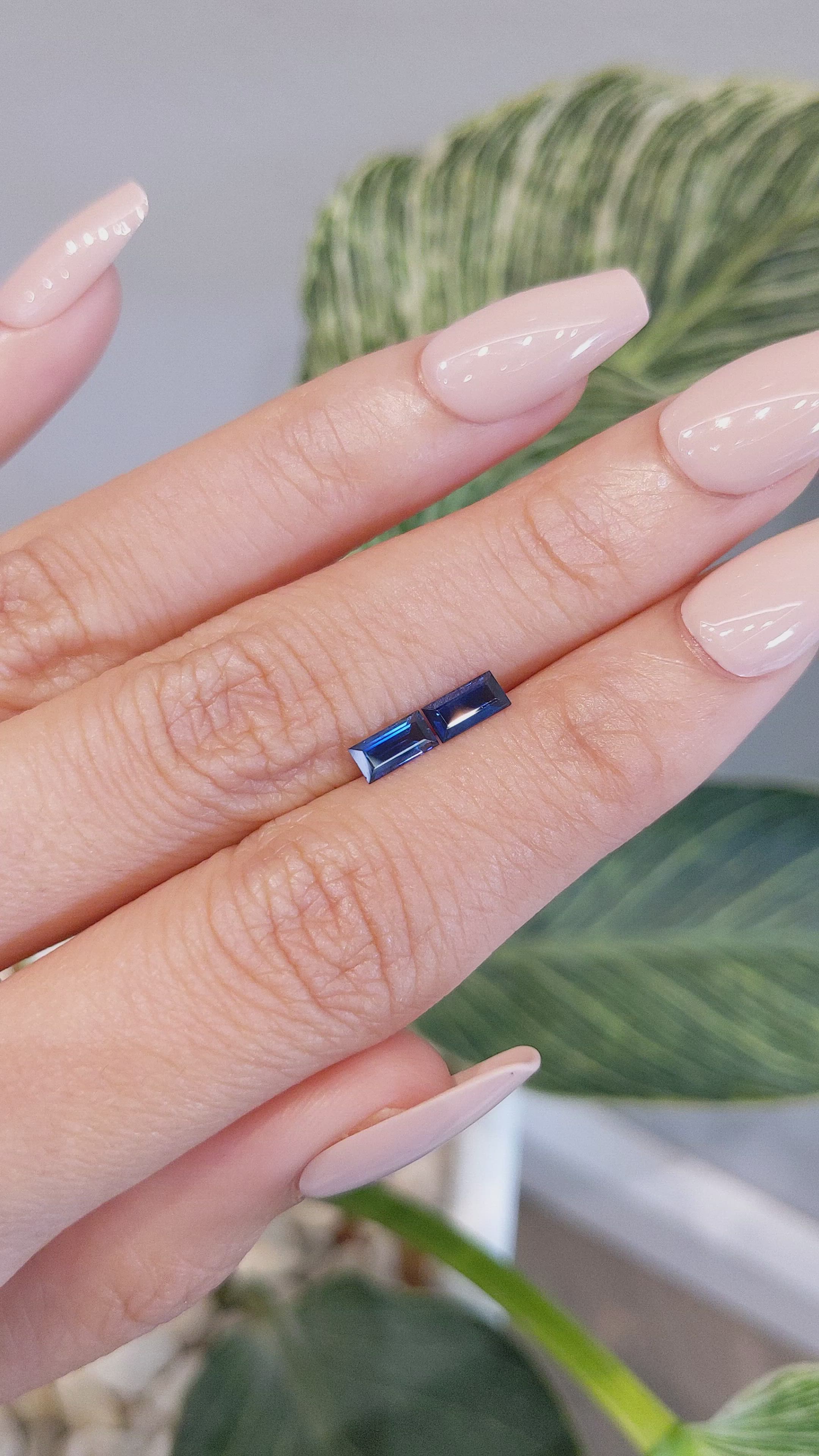 0.88 Ct.Tw.Total Carat Weight Blue Sapphire Pair from Ceylon (Sri Lanka) Size Video