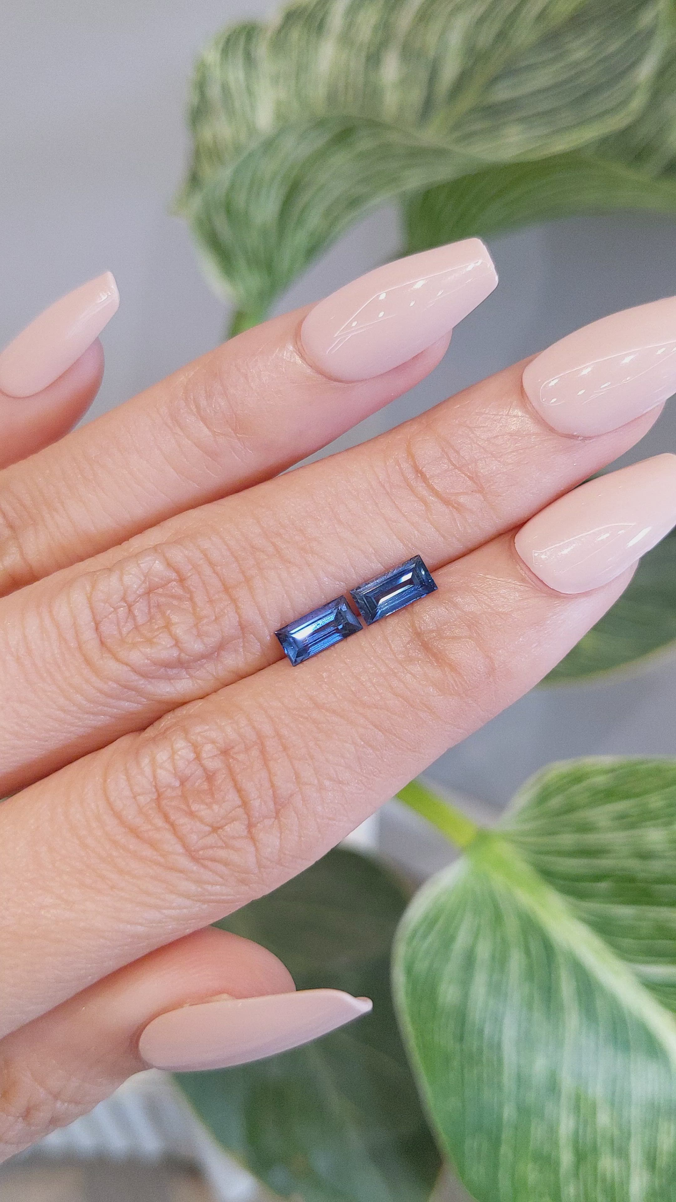 1.58 Ct.Tw.Total Carat Weight Blue Sapphire Pair from Ceylon (Sri Lanka) Size Video