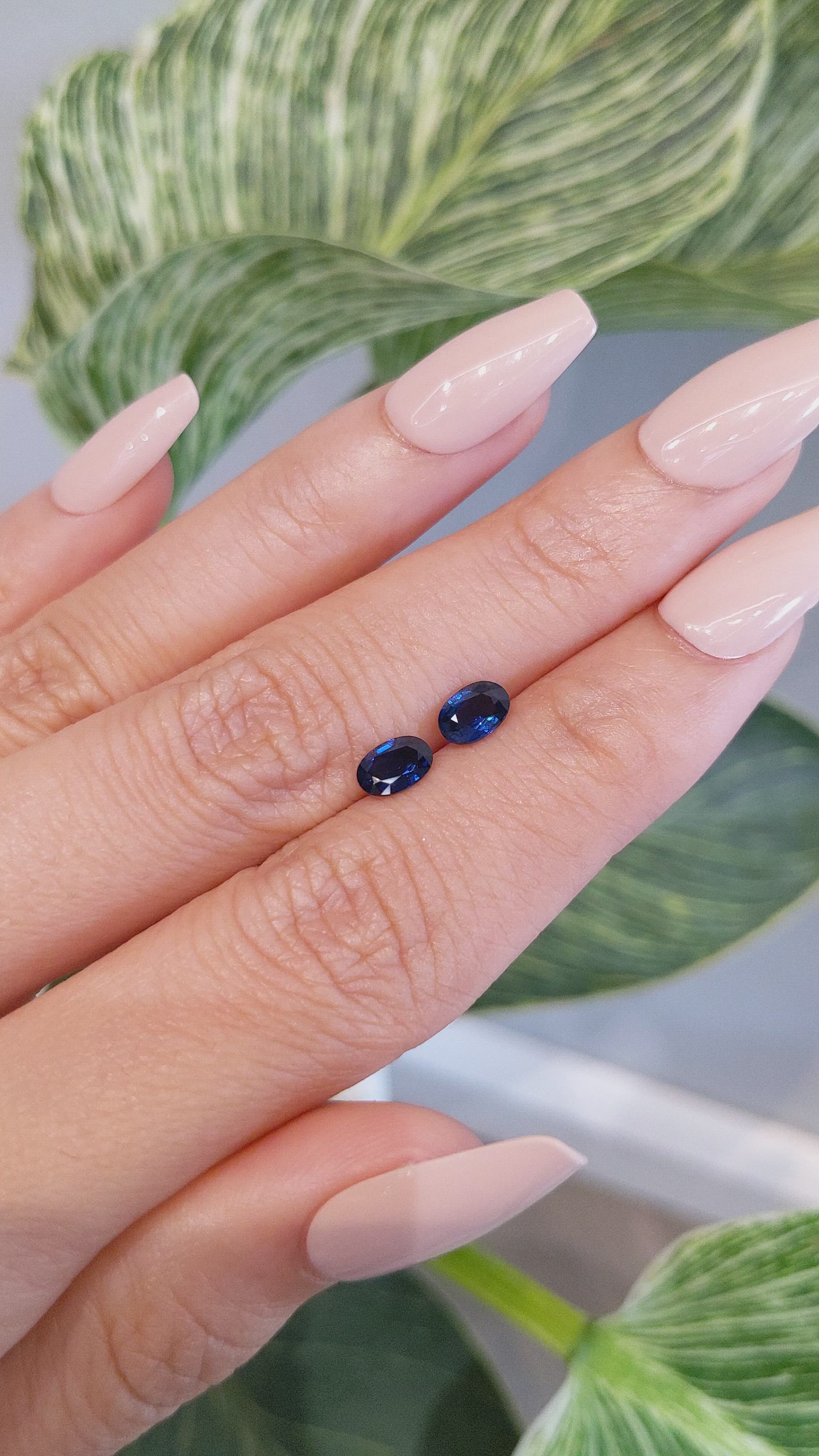 1.19 Ct.Tw.Total Carat Weight Blue Sapphire Pair from Ceylon (Sri Lanka) Size Video