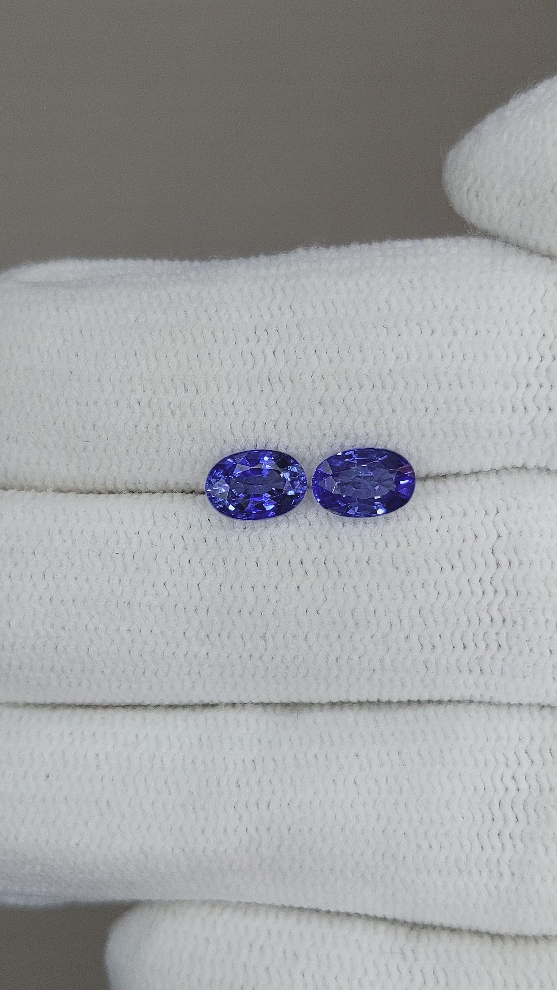 1.46 Ct.Tw.Total Carat Weight Blue Sapphire Pair from Ceylon (Sri Lanka) Size Video