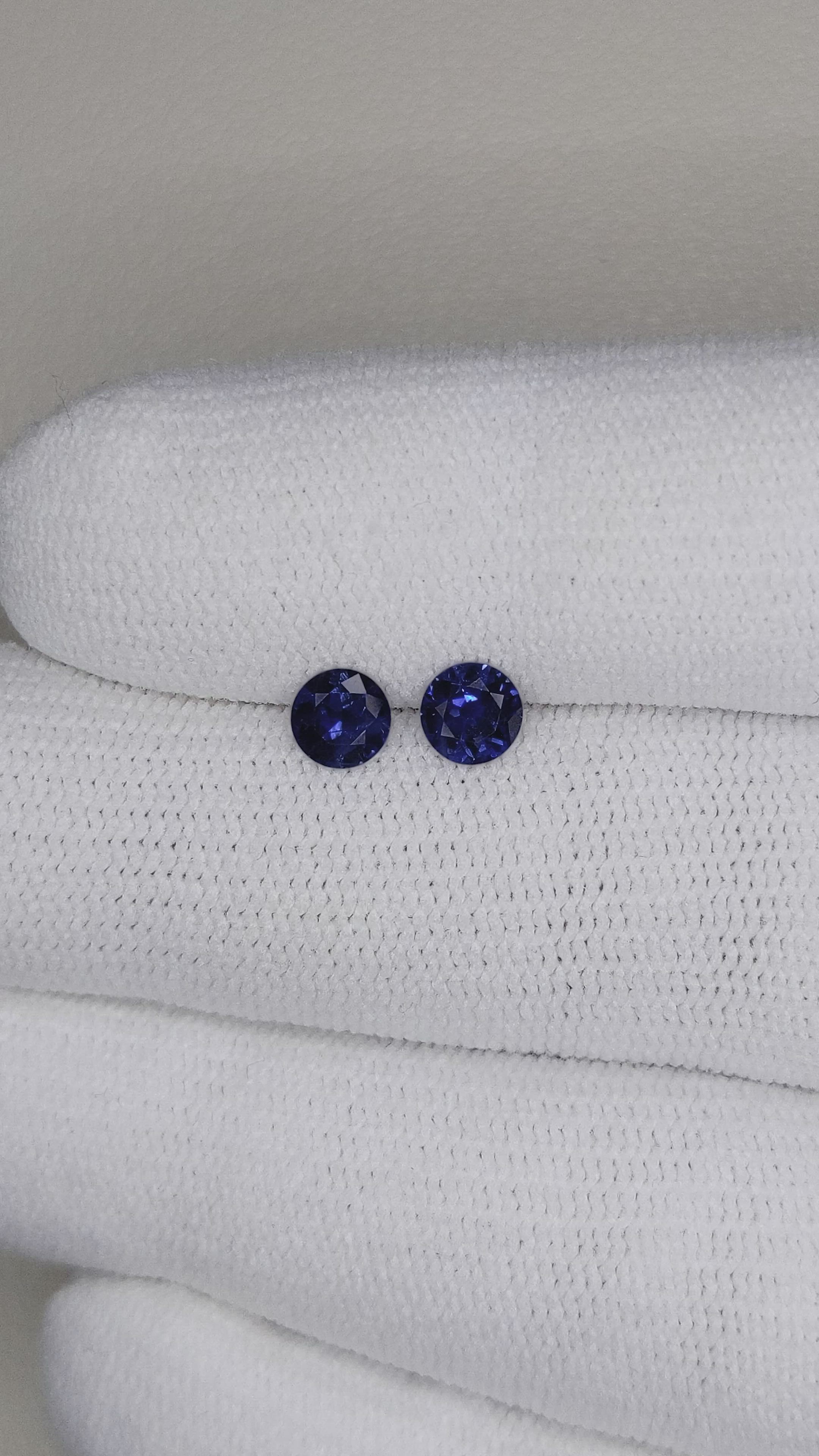 0.72&nbsp;Ct.Tw.Total Carat Weight Blue Sapphire Pair from Ceylon (Sri Lanka) Size Video