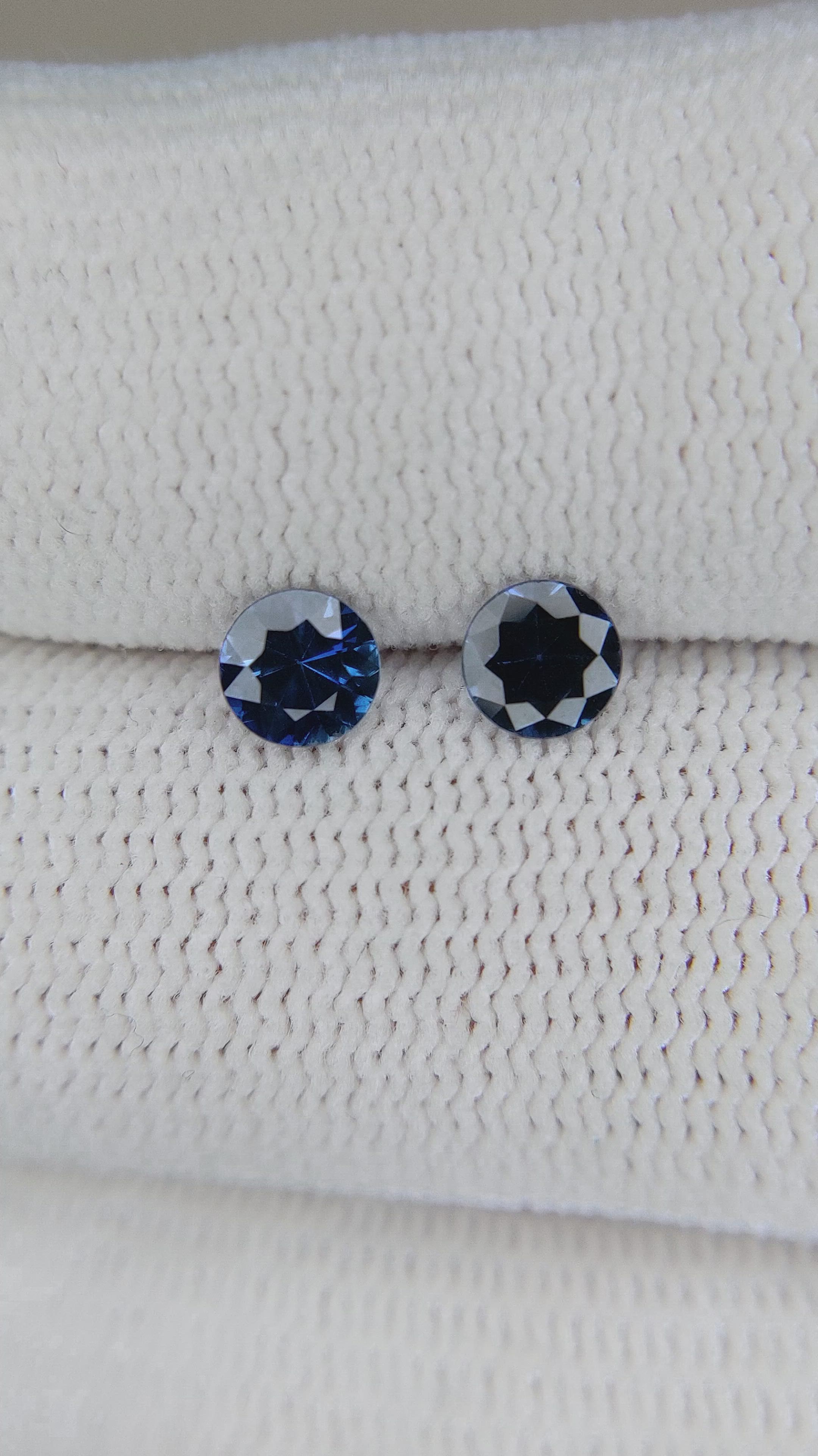 0.73&nbsp;Ct.Tw.Total Carat Weight Blue Sapphire Pair from Ceylon (Sri Lanka) Size Video