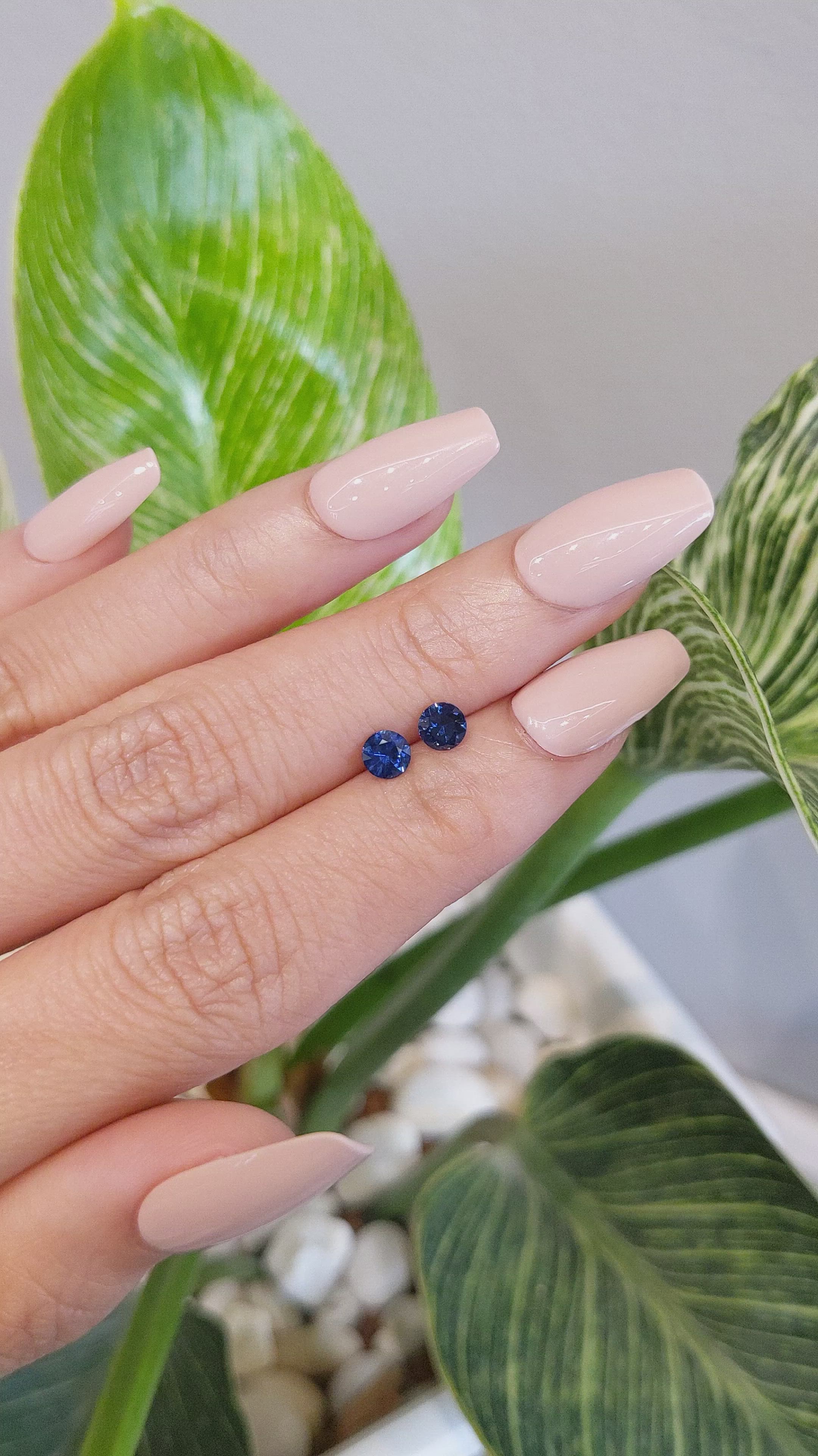 0.73&nbsp;Ct.Tw.Total Carat Weight Blue Sapphire Pair from Ceylon (Sri Lanka) Size Video