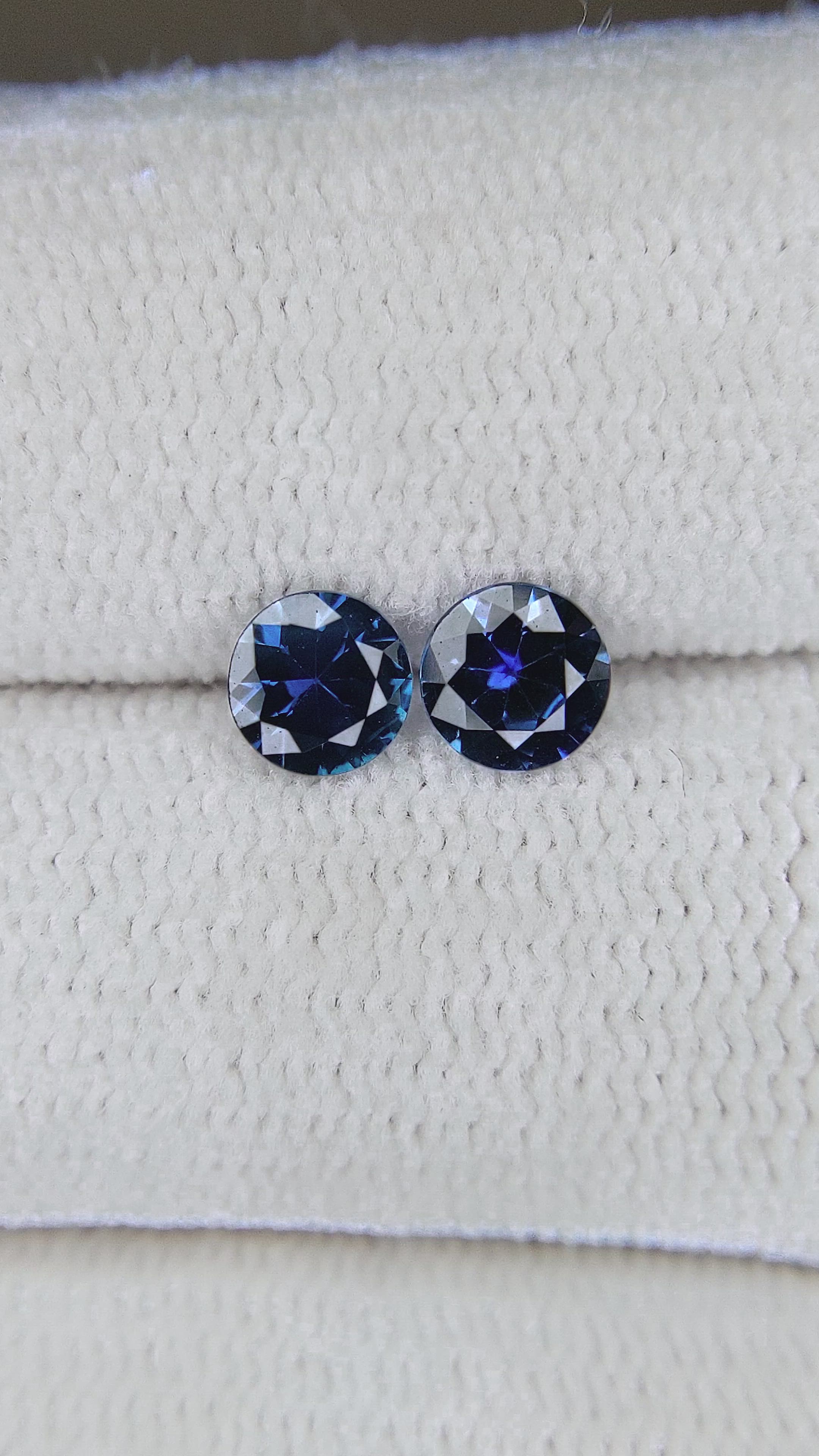 0.76 Ct.Tw.Total Carat Weight Blue Sapphire Pair from Ceylon (Sri Lanka) Size Video
