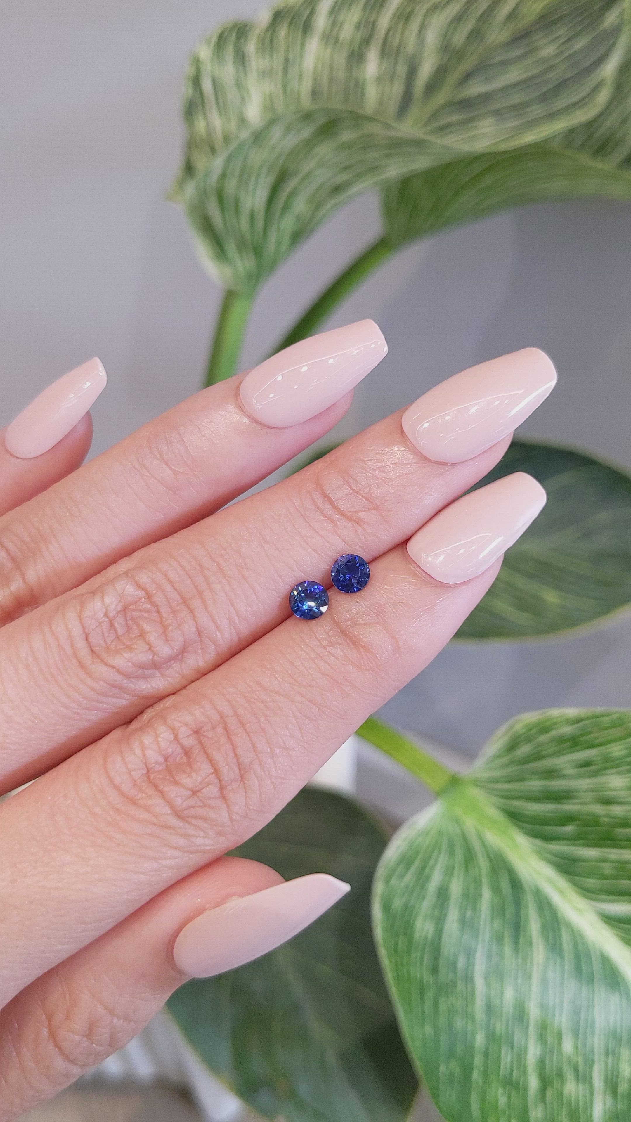 0.80 Ct.Tw.Total Carat Weight Blue Sapphire Pair from Ceylon (Sri Lanka) Size Video