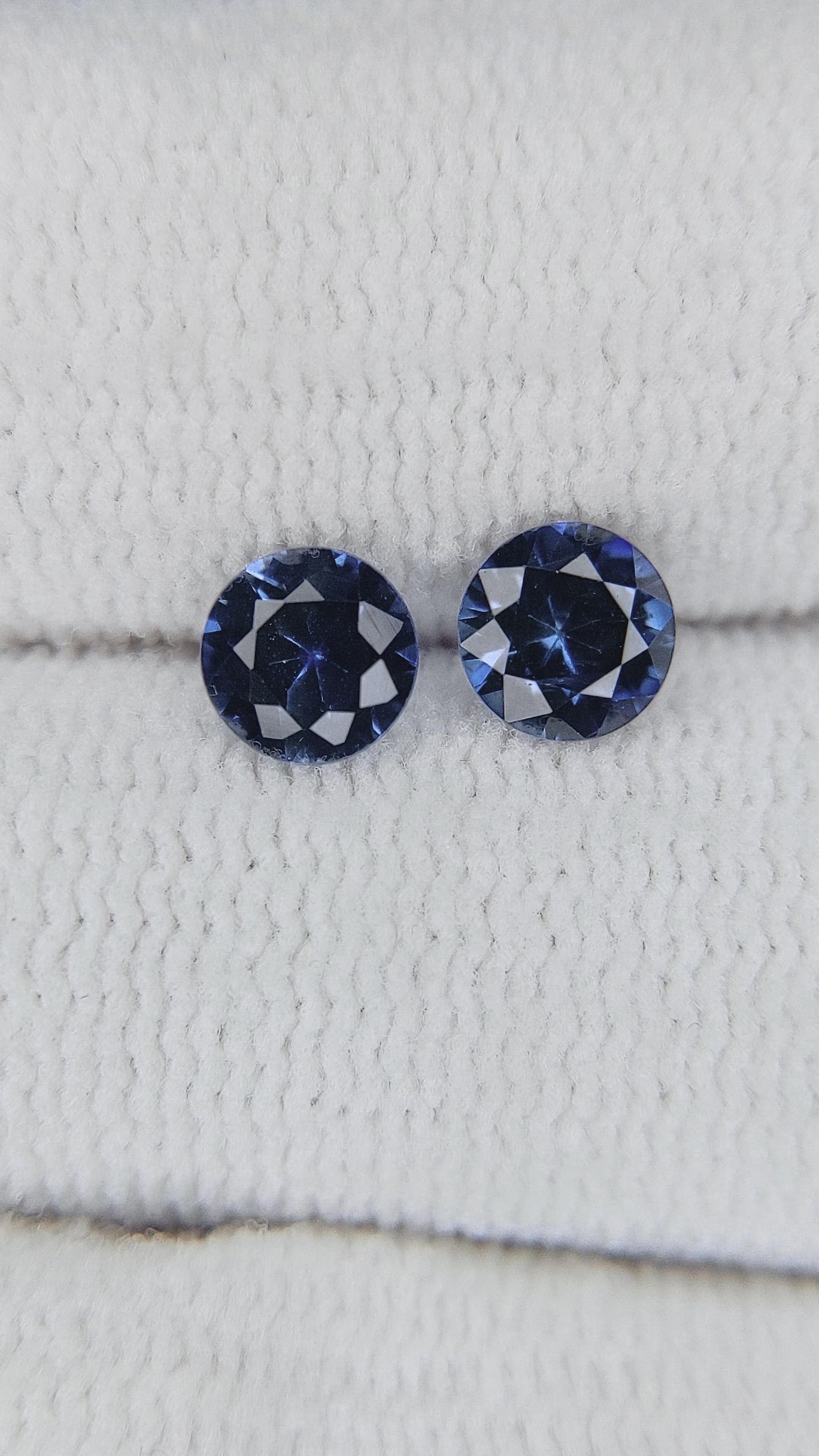 0.80 Ct.Tw.Total Carat Weight Blue Sapphire Pair from Ceylon (Sri Lanka) Size Video