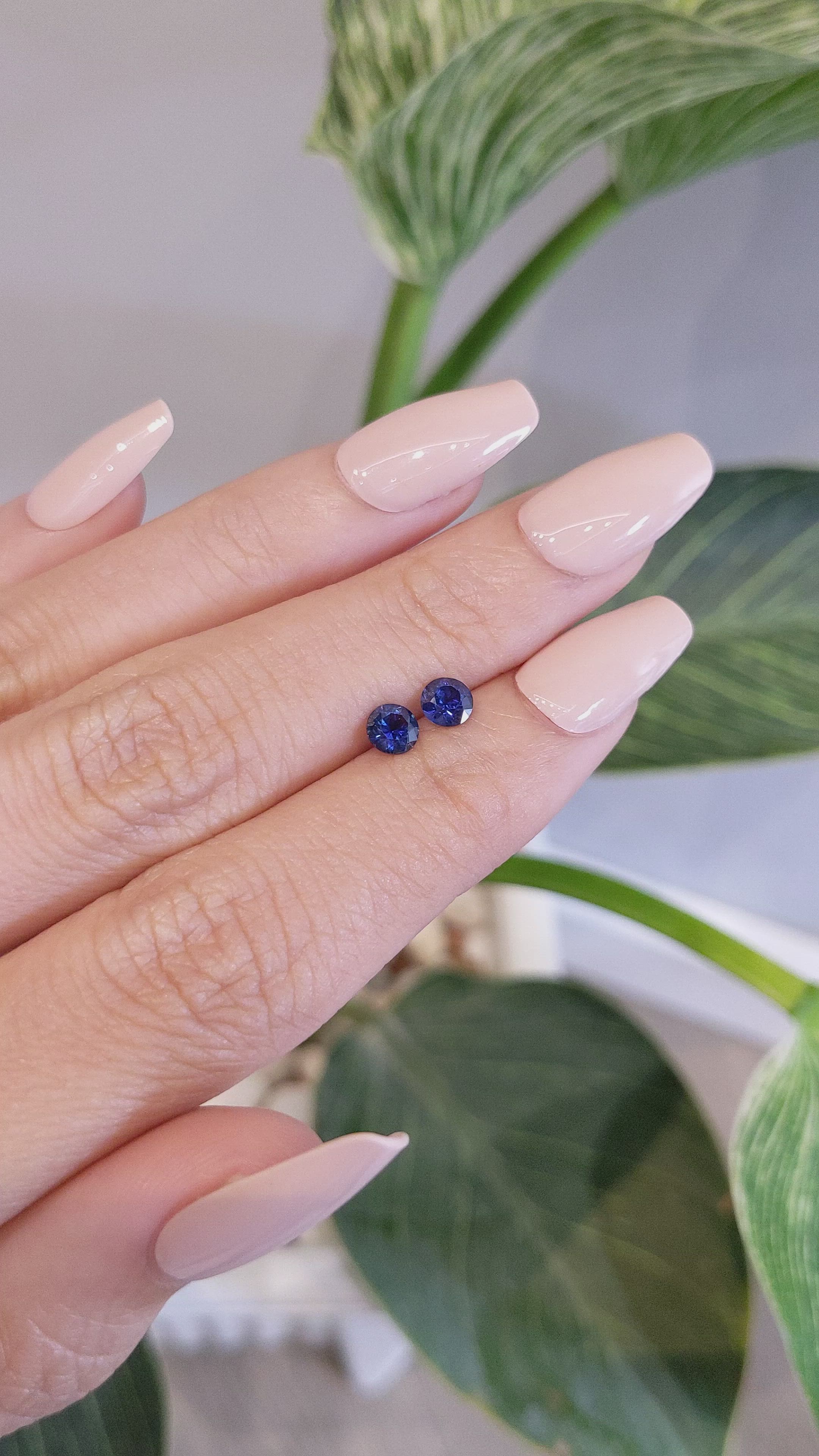 0.82 Ct.Tw.Total Carat Weight Blue Sapphire Pair from Ceylon (Sri Lanka) Size Video