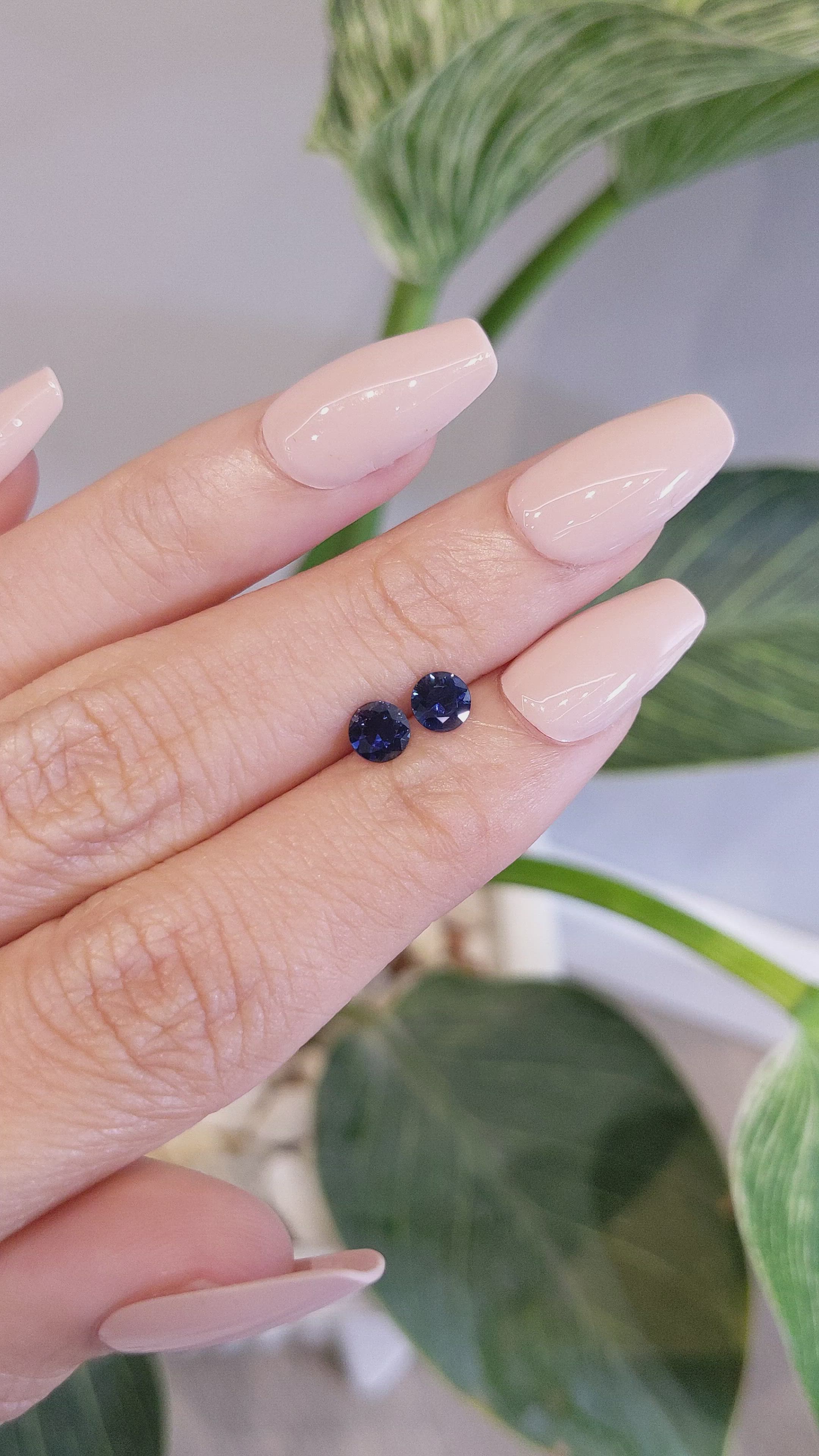 0.83 Ct.Tw.Total Carat Weight Blue Sapphire Pair from Ceylon (Sri Lanka) Size Video