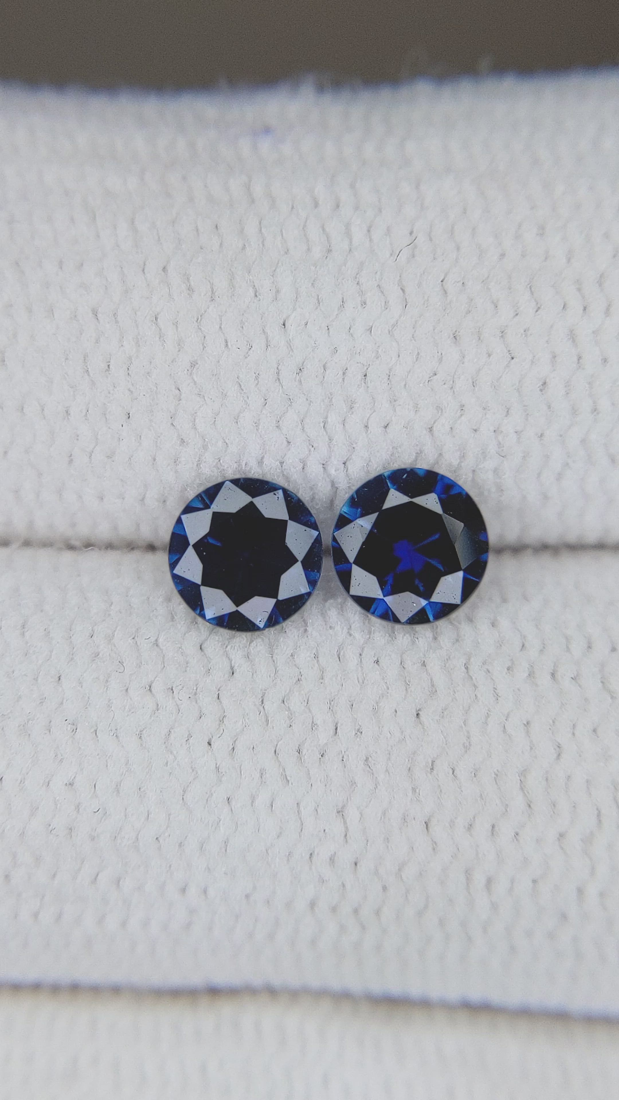 0.83 Ct.Tw.Total Carat Weight Blue Sapphire Pair from Ceylon (Sri Lanka) Size Video