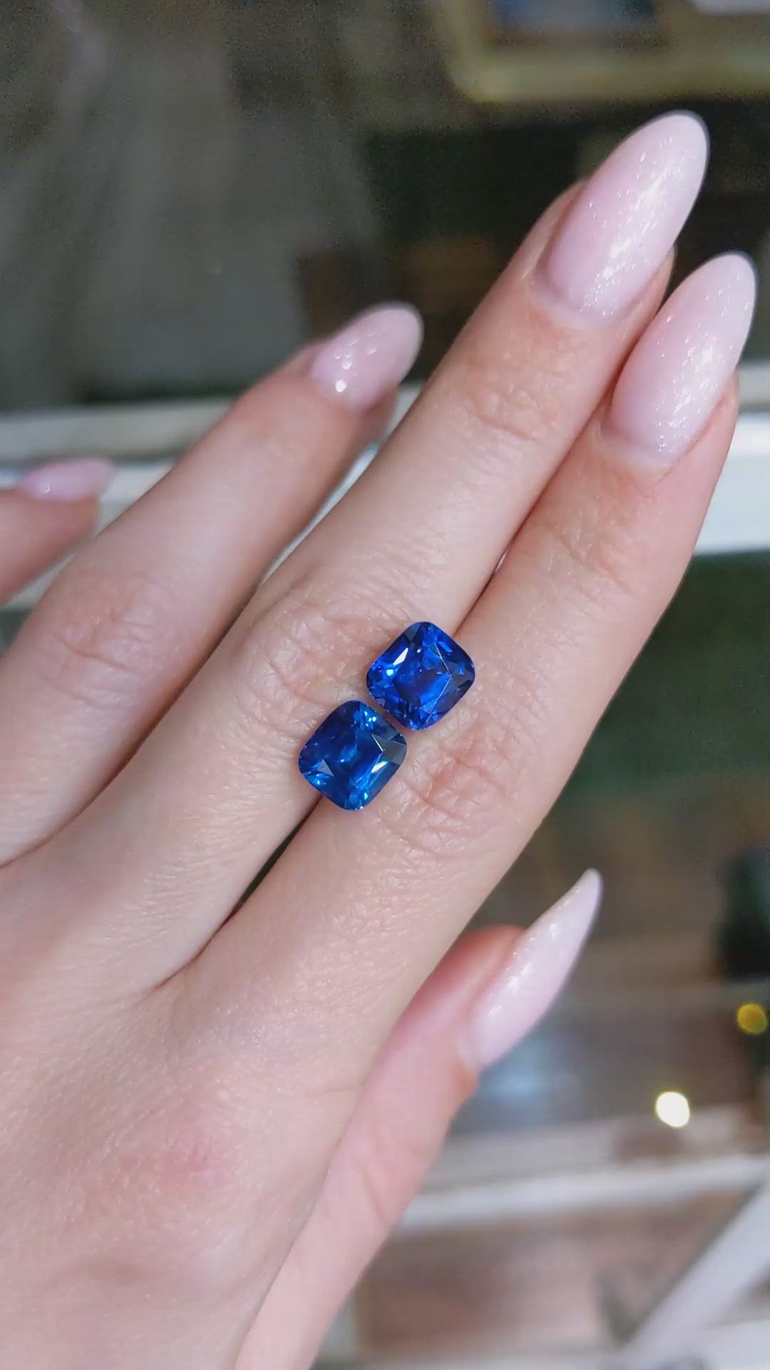 7.18&nbsp;Ct.Tw.Total Carat Weight Blue Sapphire Pair from Ceylon (Sri Lanka) Size Video