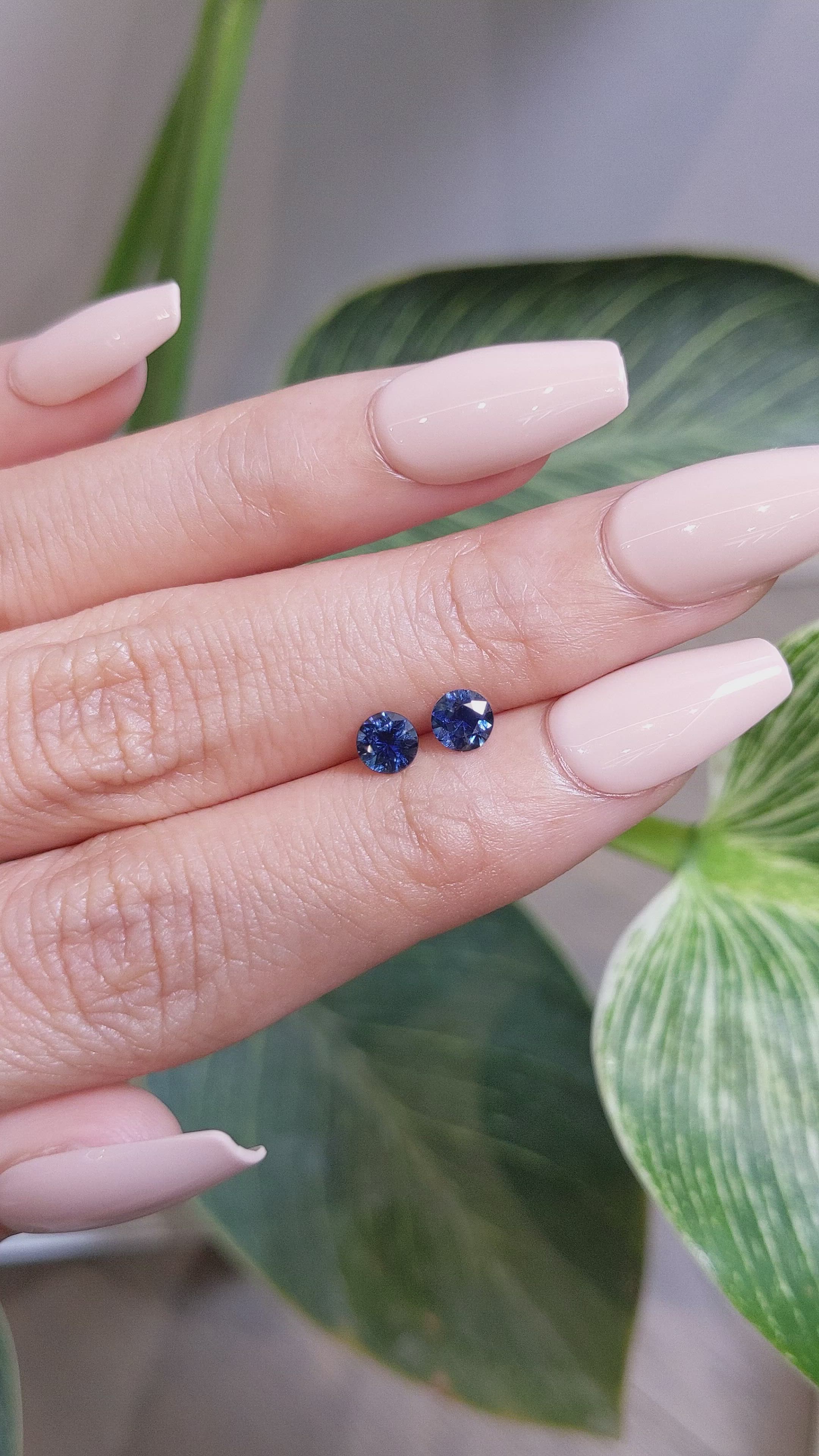 0.86 Ct.Tw.Total Carat Weight Blue Sapphire Pair from Ceylon (Sri Lanka) Size Video