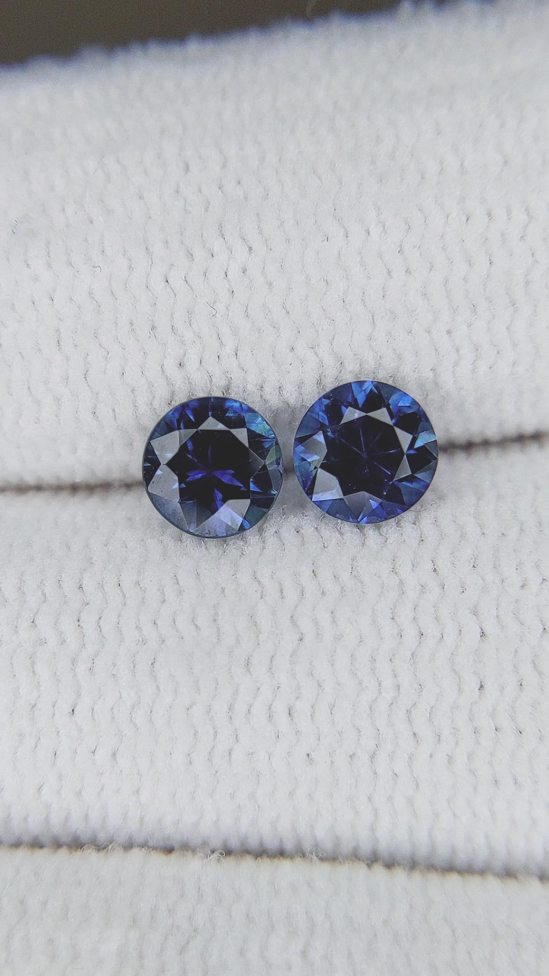 0.86 Ct.Tw.Total Carat Weight Blue Sapphire Pair from Ceylon (Sri Lanka) Size Video