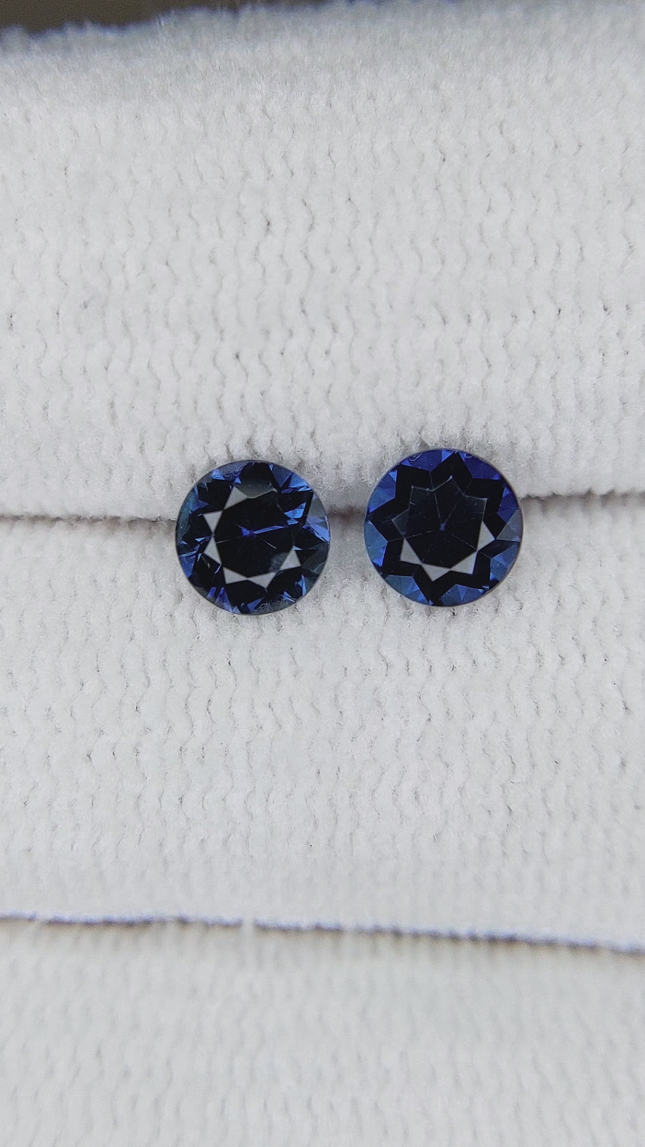 0.90 Ct.Tw.Total Carat Weight Blue Sapphire Pair from Ceylon (Sri Lanka) Size Video