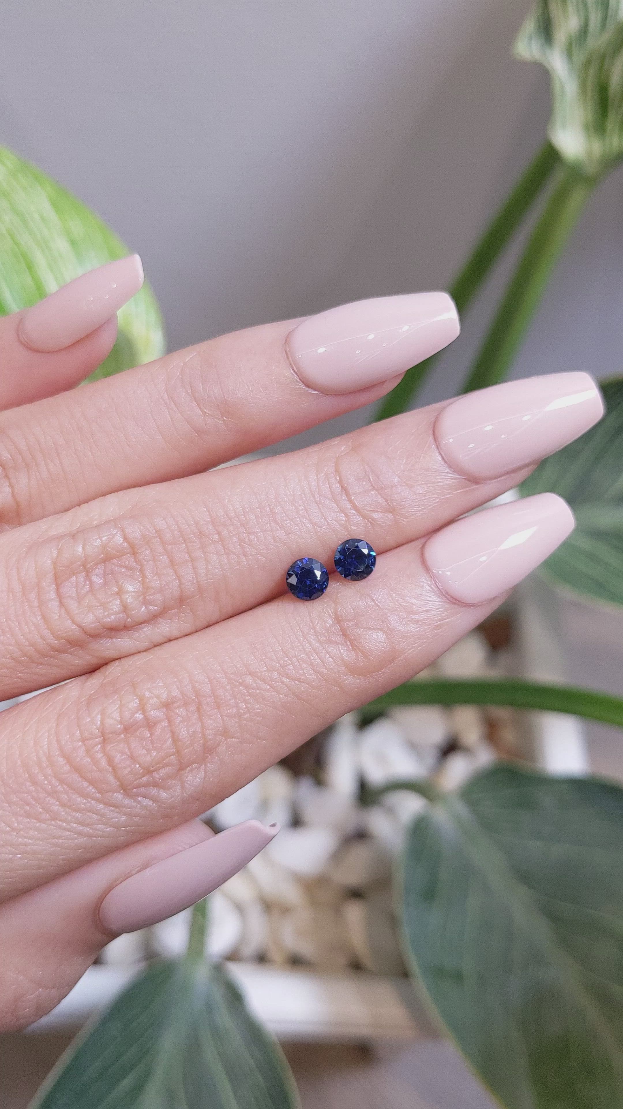 0.90 Ct.Tw.Total Carat Weight Blue Sapphire Pair from Ceylon (Sri Lanka) Size Video