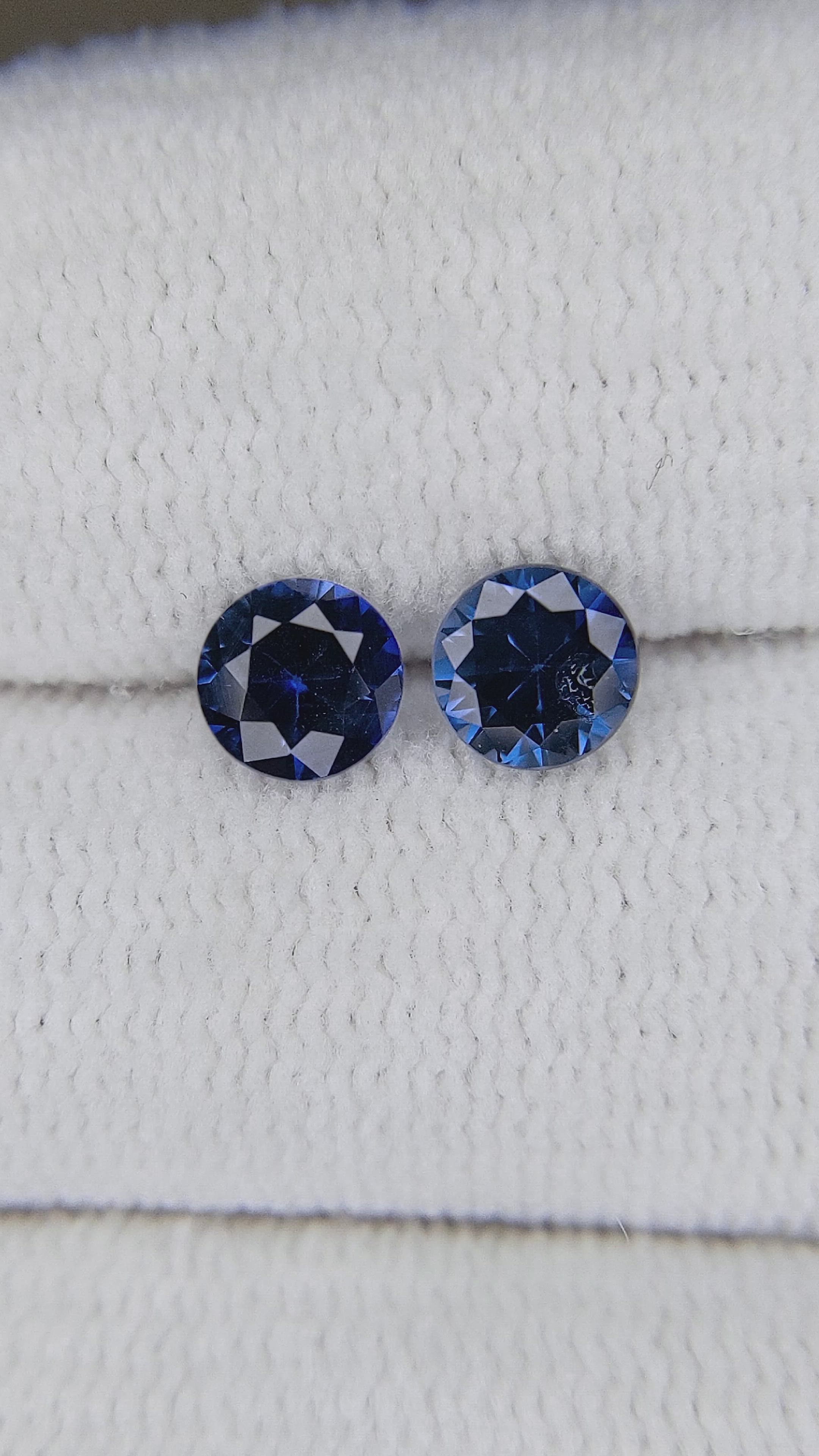 0.91&nbsp;Ct.Tw.Total Carat Weight Blue Sapphire Pair from Ceylon (Sri Lanka) Size Video