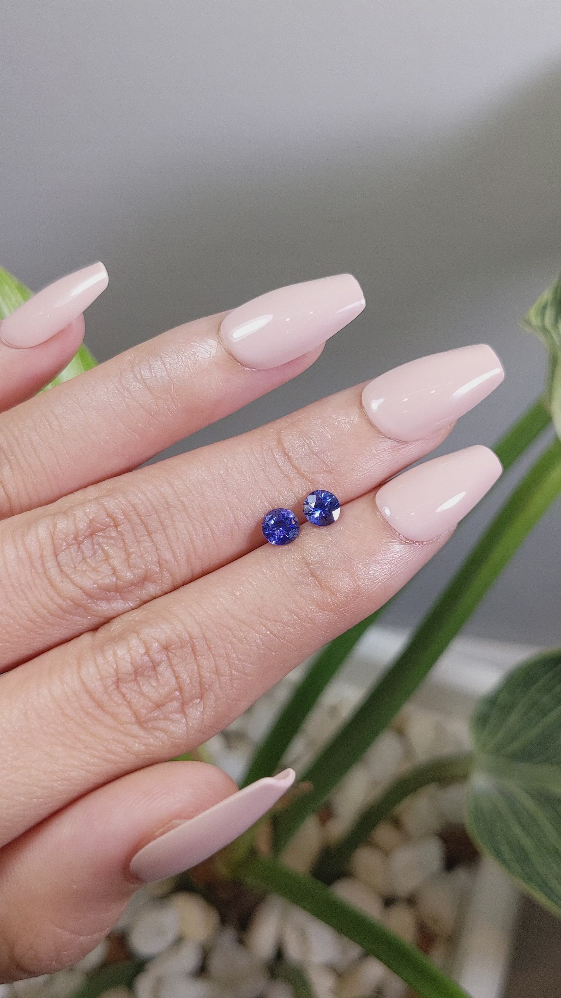 0.93 Ct.Tw.Total Carat Weight Blue Sapphire Pair from Ceylon (Sri Lanka) Size Video