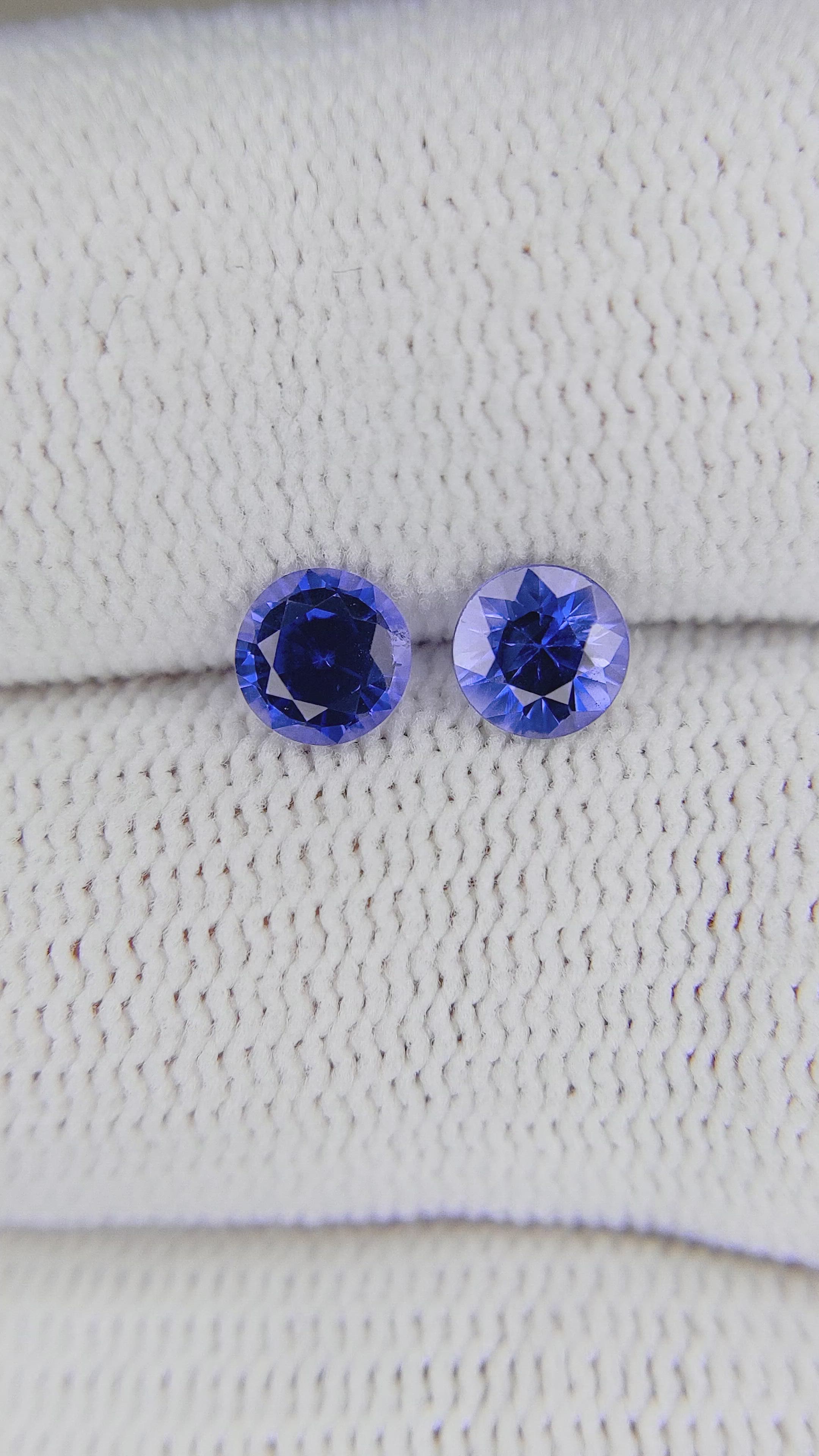 0.93 Ct.Tw.Total Carat Weight Blue Sapphire Pair from Ceylon (Sri Lanka) Size Video