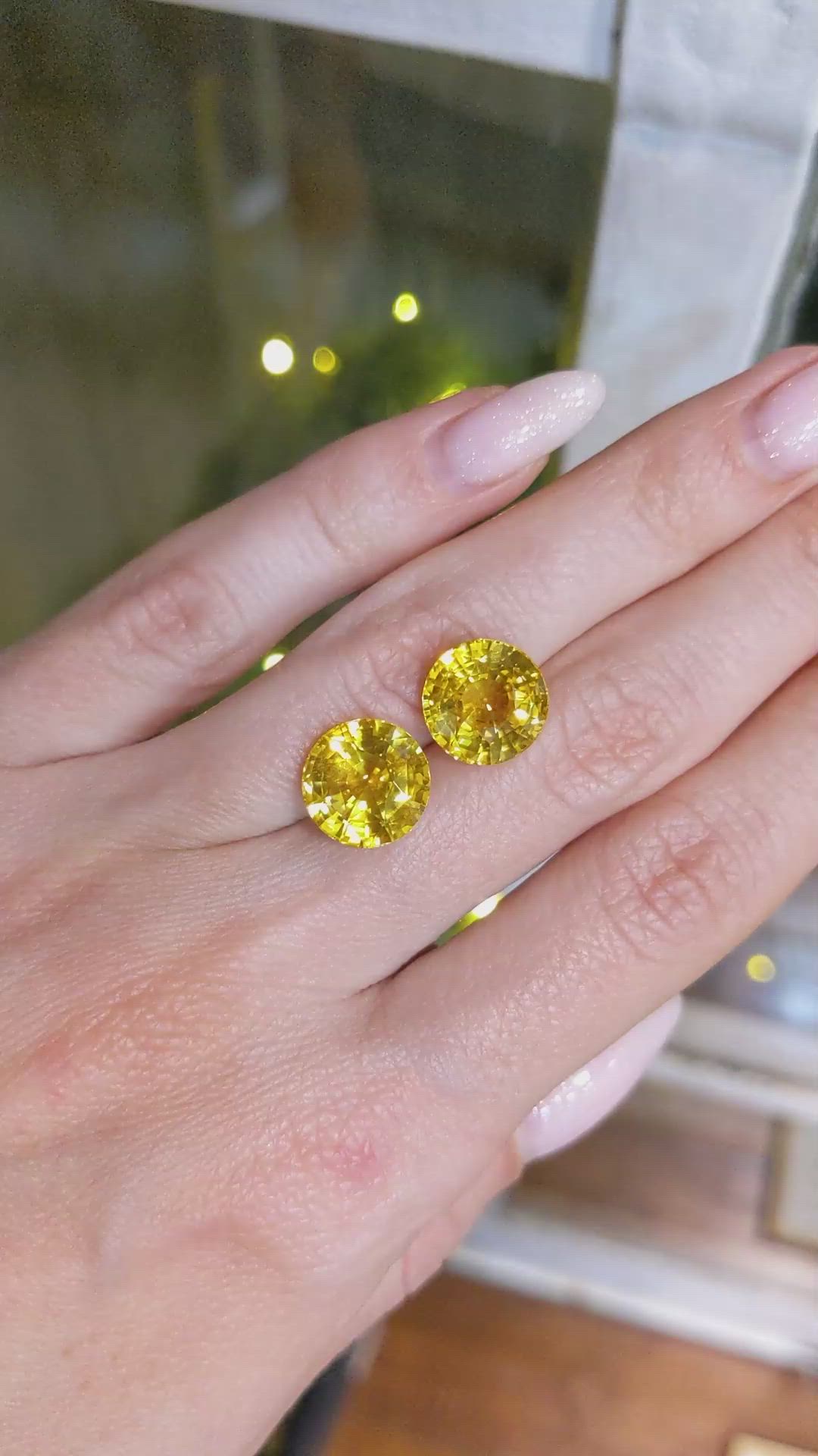 13.81 Ct.Tw.Total Carat Weight Yellow Sapphire Pair from Ceylon (Sri Lanka) Size Video