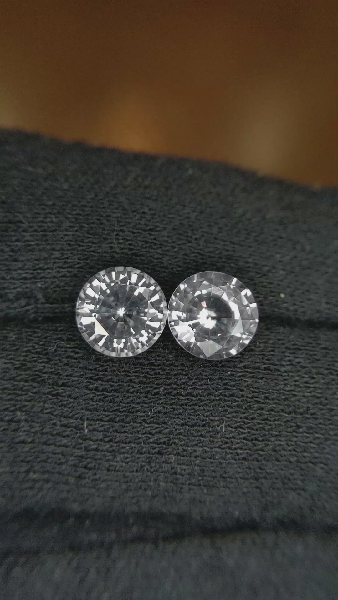 4.51 Ct.Tw.Total Carat Weight White Sapphire Pair from Ceylon (Sri Lanka) Size Video