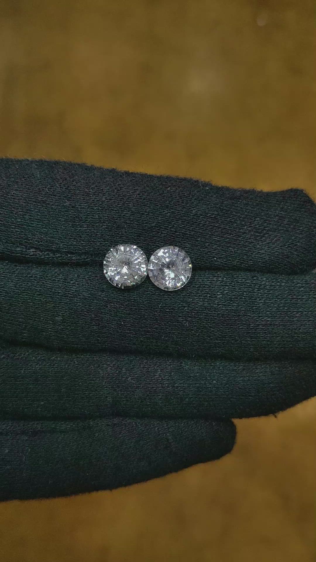 4.51 Ct.Tw.Total Carat Weight White Sapphire Pair from Ceylon (Sri Lanka) Size Video