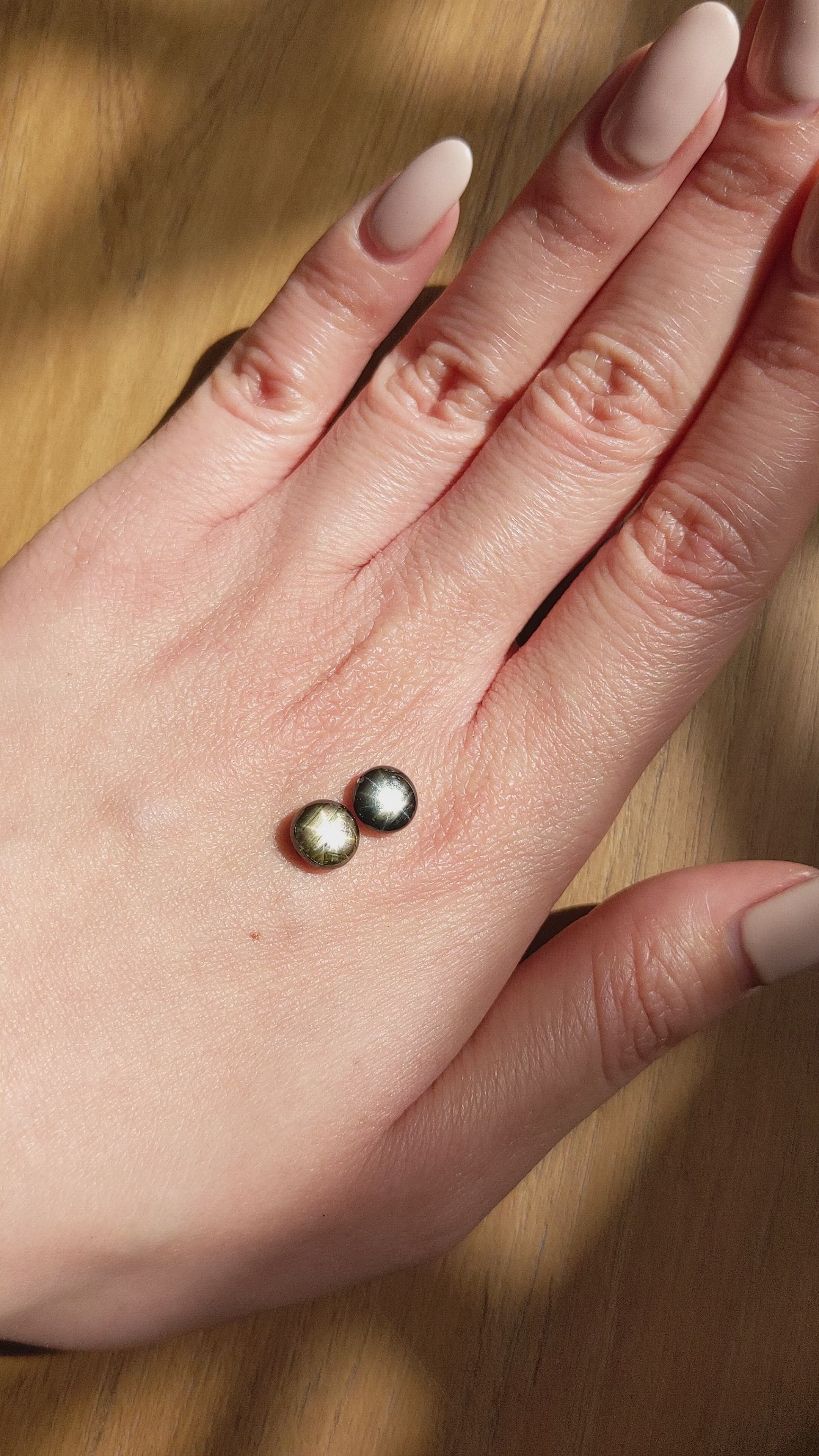 4.23&nbsp;Ct.Tw.Total Carat Weight Black Star Sapphire Pair from Burma (Myanmar) Size Video