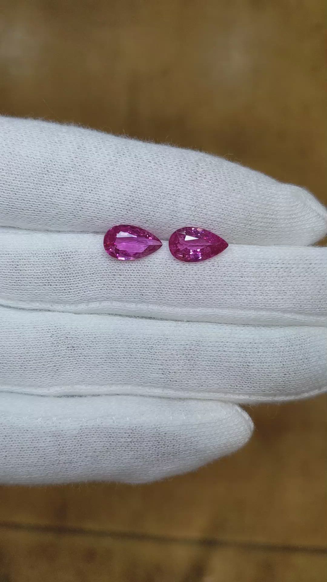 3.77 Ct.Tw.Total Carat Weight Pink Sapphire Pair from Ceylon (Sri Lanka) Size Video