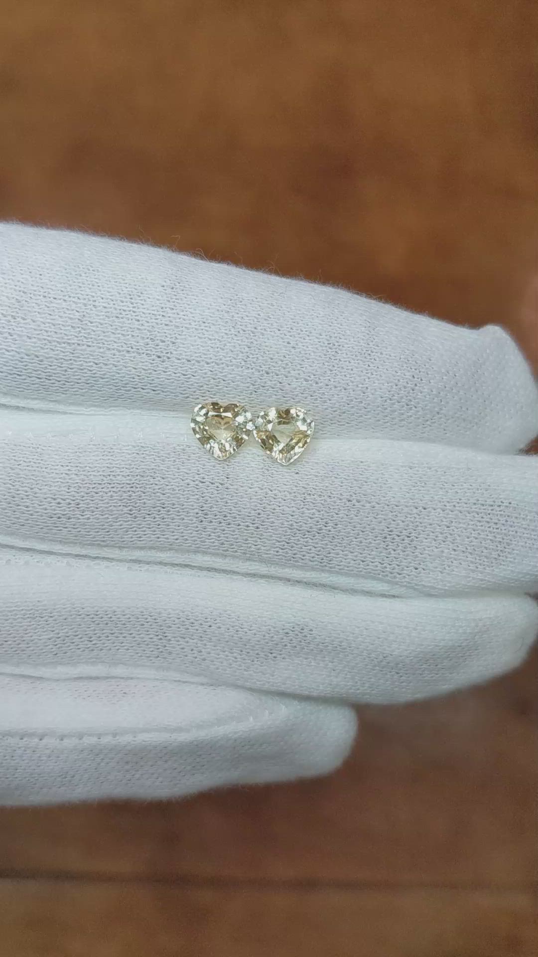 2.09 Ct.Tw.Total Carat Weight Yellow Sapphire Pair from Ceylon (Sri Lanka) Size Video