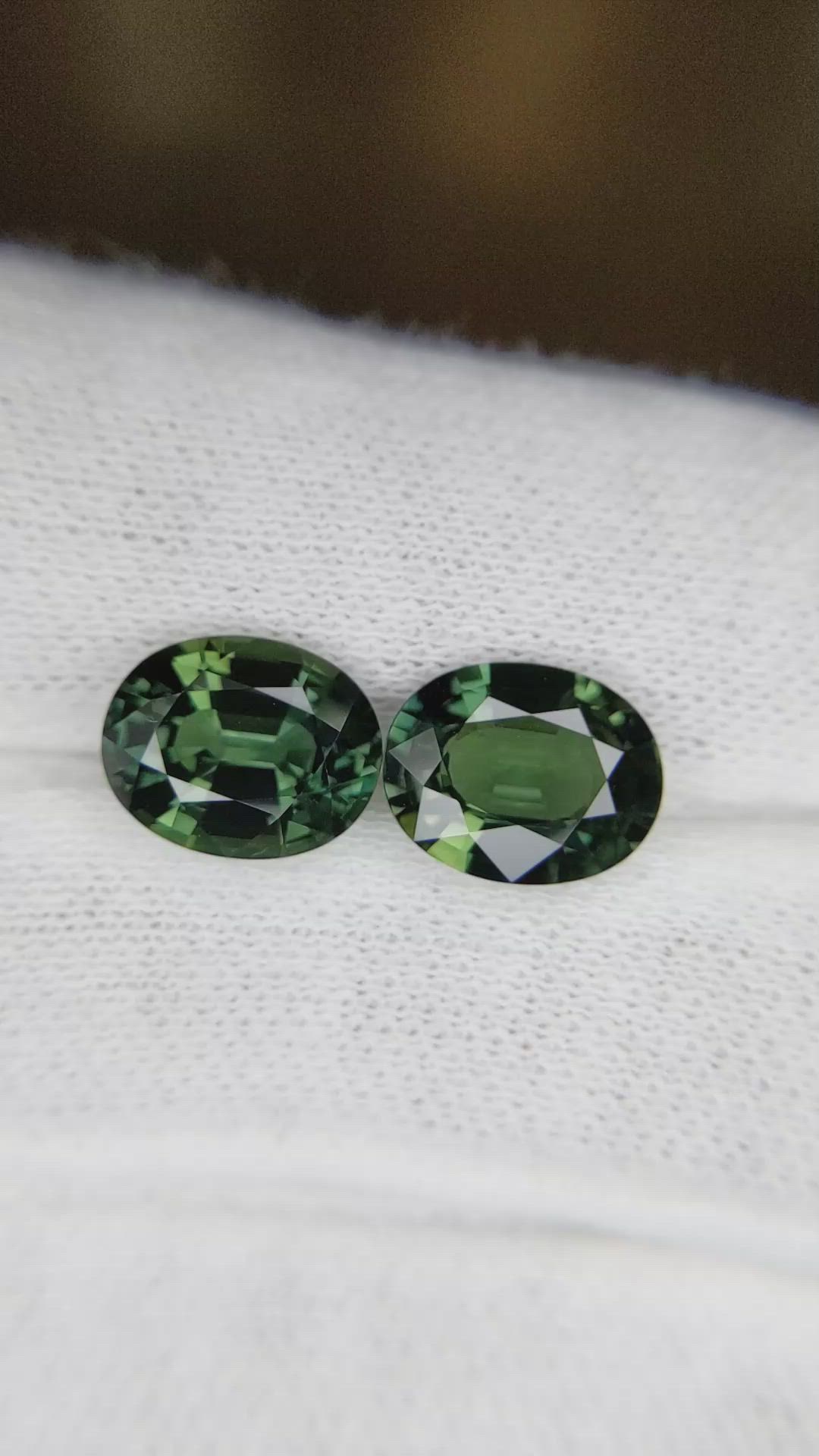 6.45&nbsp;Ct.Tw.Total Carat Weight Bluish Green Sapphire Pair from Madagascar Size Video