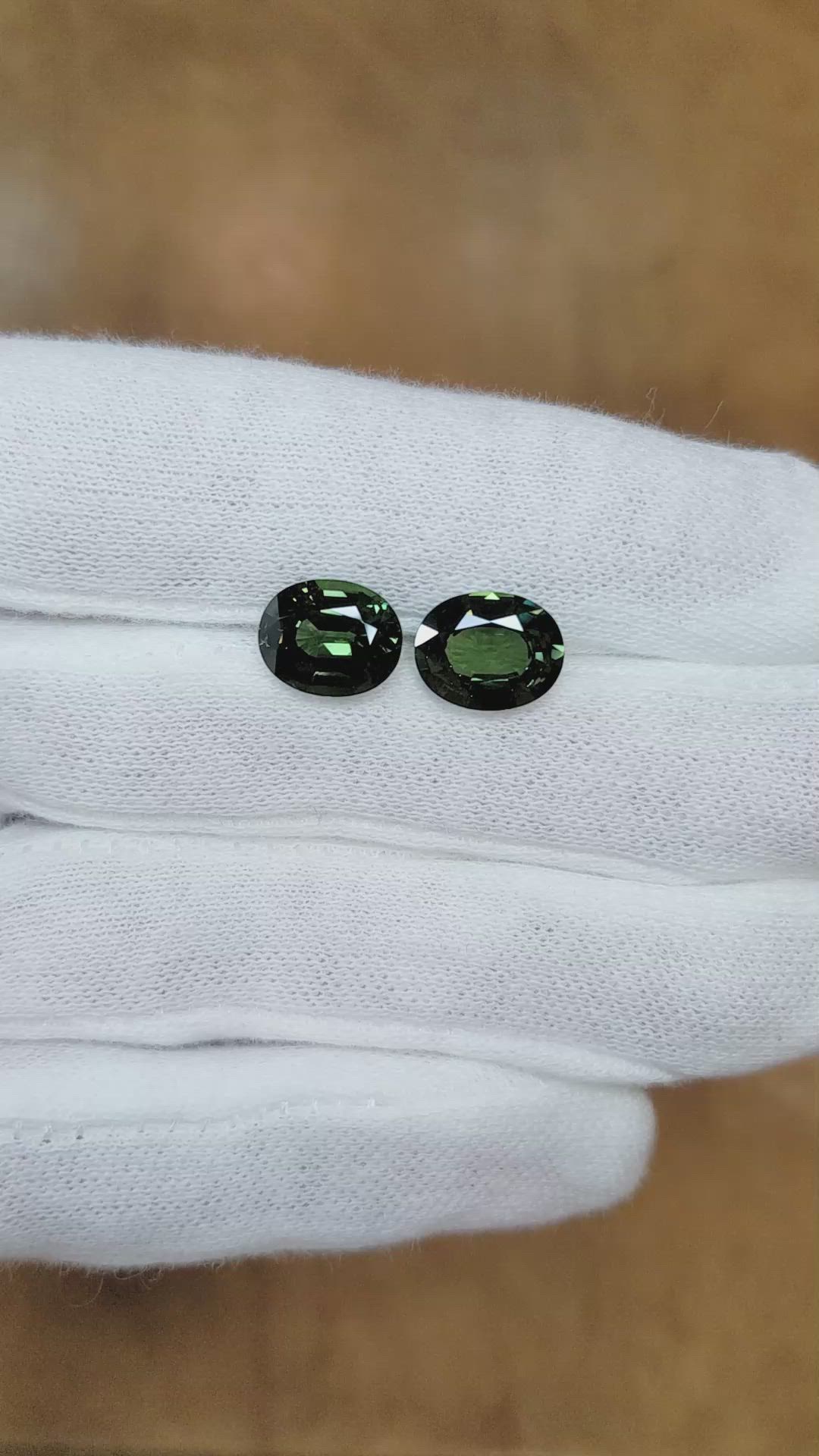 6.45&nbsp;Ct.Tw.Total Carat Weight Bluish Green Sapphire Pair from Madagascar Size Video