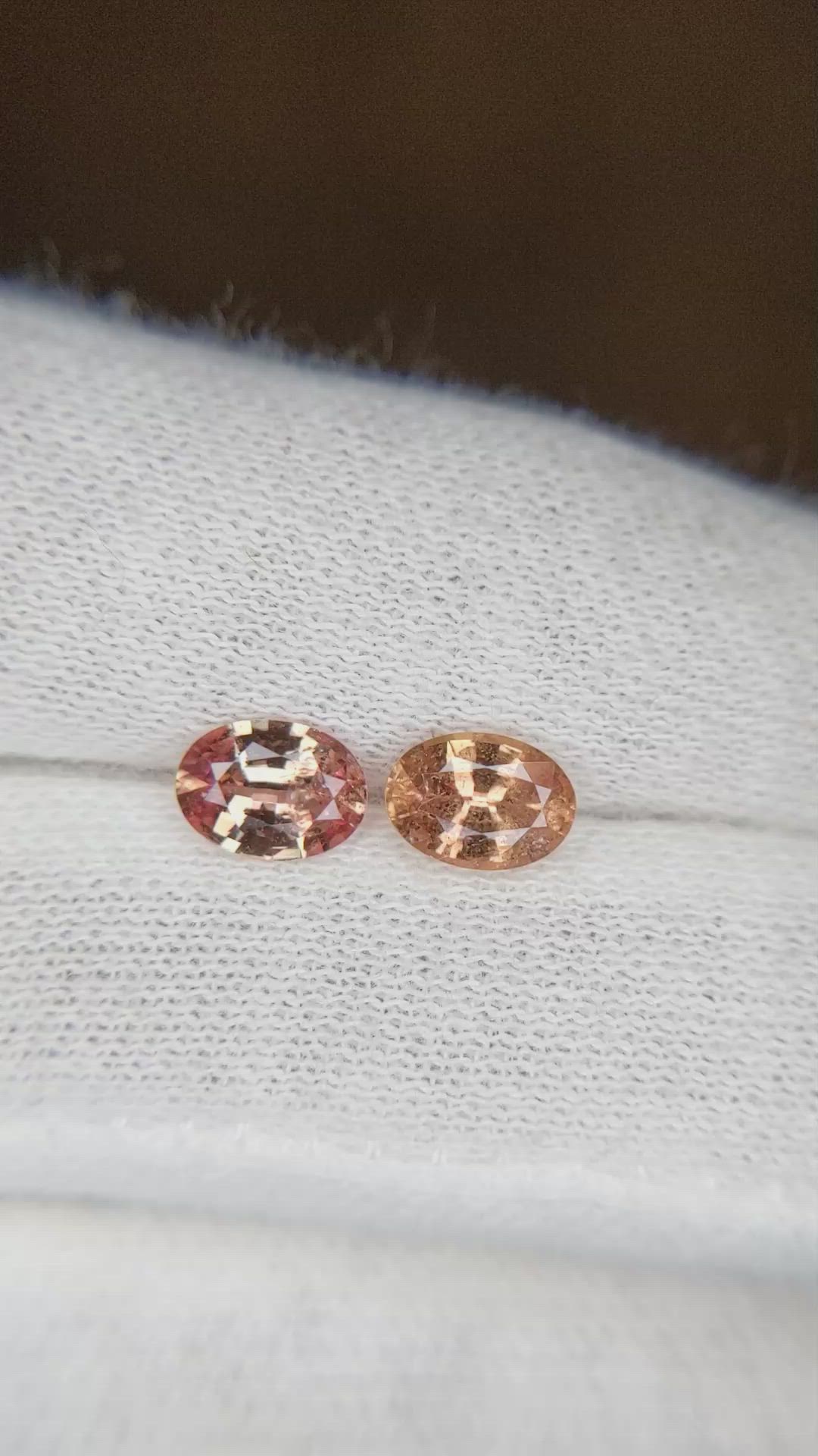 1.75&nbsp;Ct.Tw.Total Carat Weight Padparadscha Sapphire Pair from Madagascar Size Video