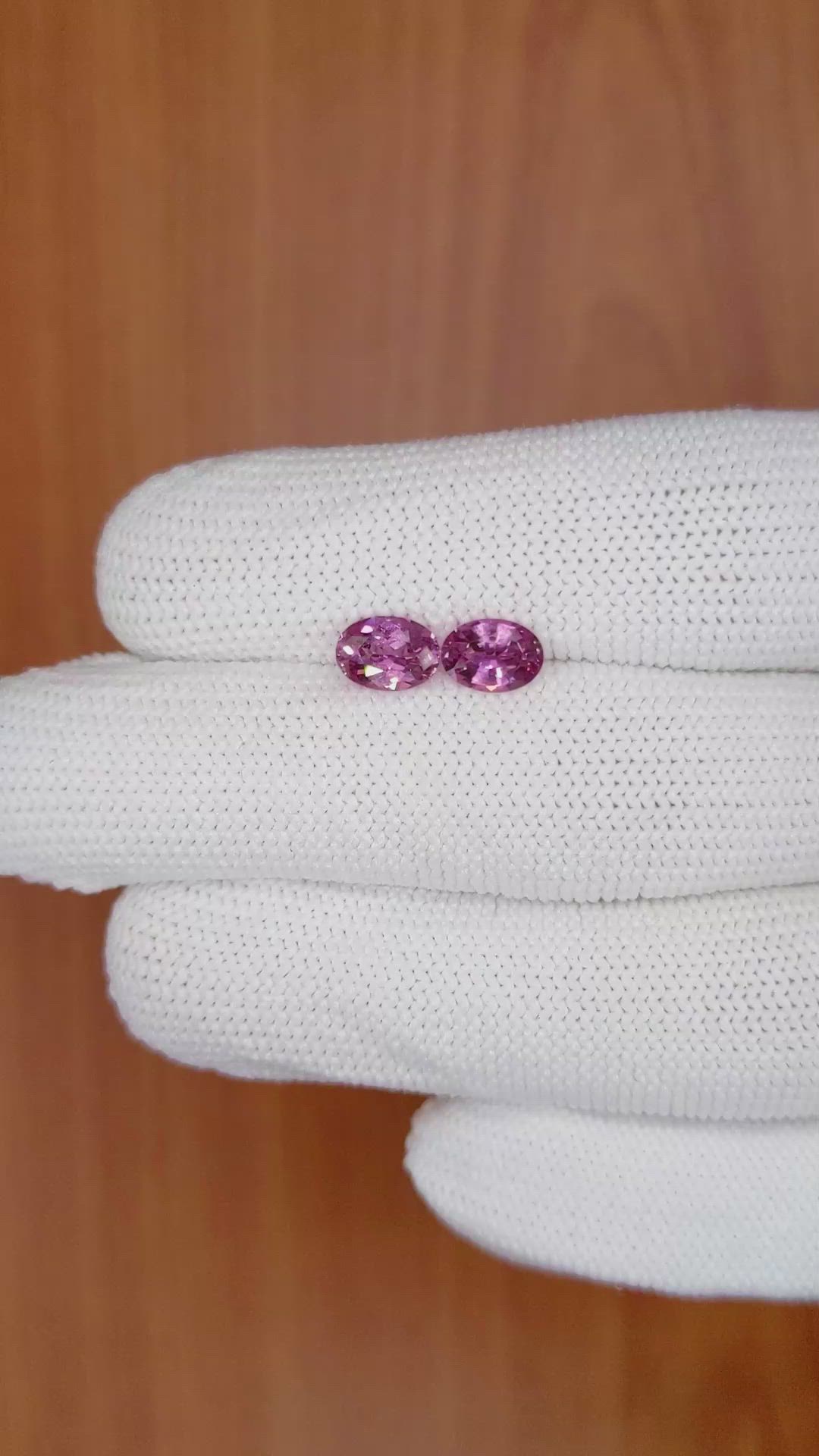 1.92 Ct.Tw.Total Carat Weight Pink Sapphire Pair from Ceylon (Sri Lanka) Size Video