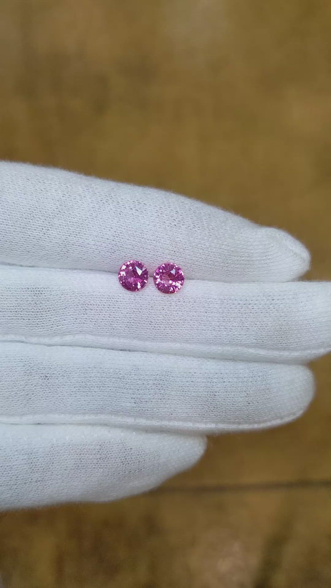 1.70&nbsp;Ct.Tw.Total Carat Weight Pink Sapphire Pair from Ceylon (Sri Lanka) Size Video