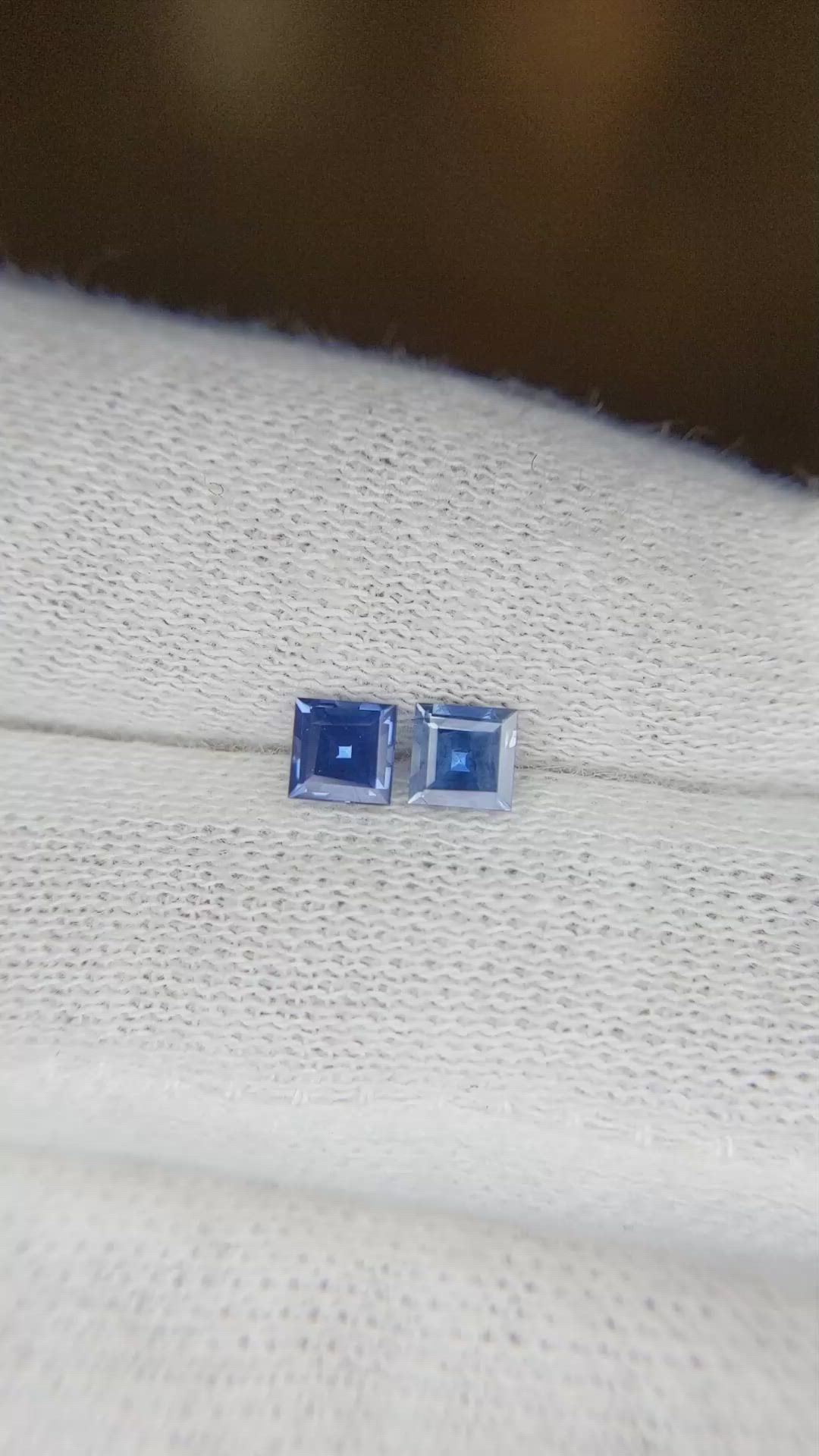 0.61 Ct.Tw.Total Carat Weight Blue Sapphire Pair from East Africa Size Video
