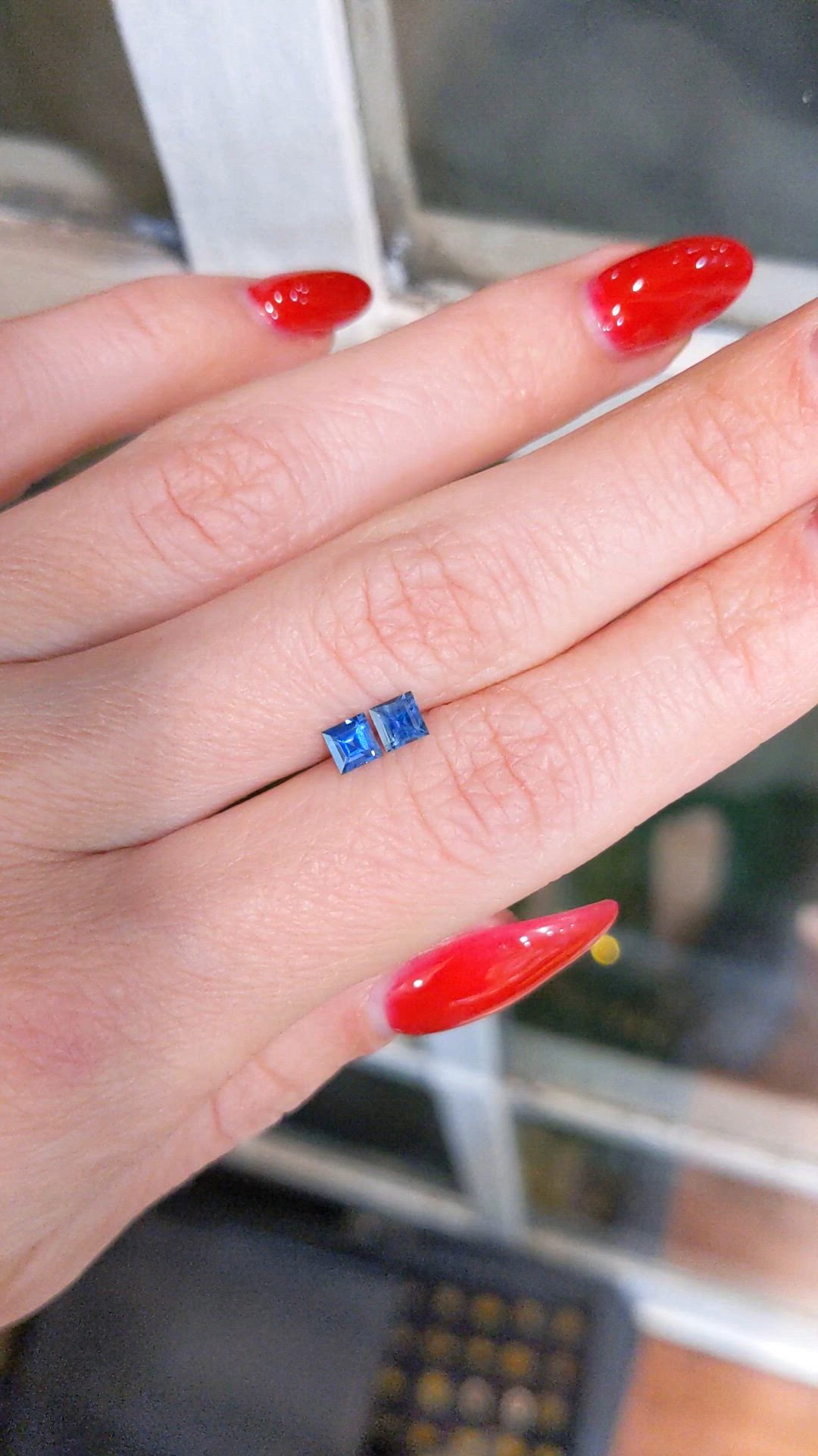0.61 Ct.Tw.Total Carat Weight Blue Sapphire Pair from East Africa Size Video